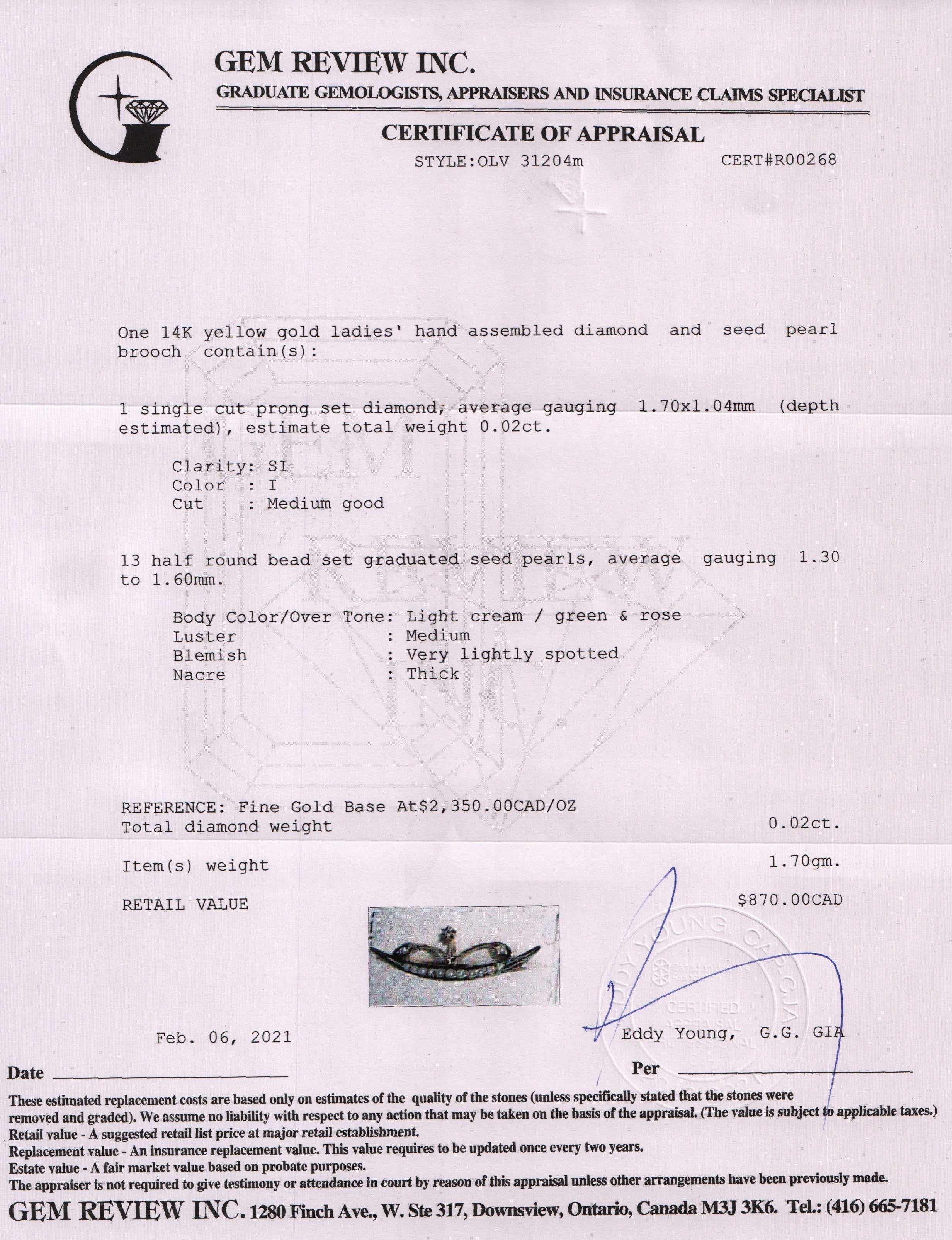 Antique Seed Pearl & Diamond Brooch