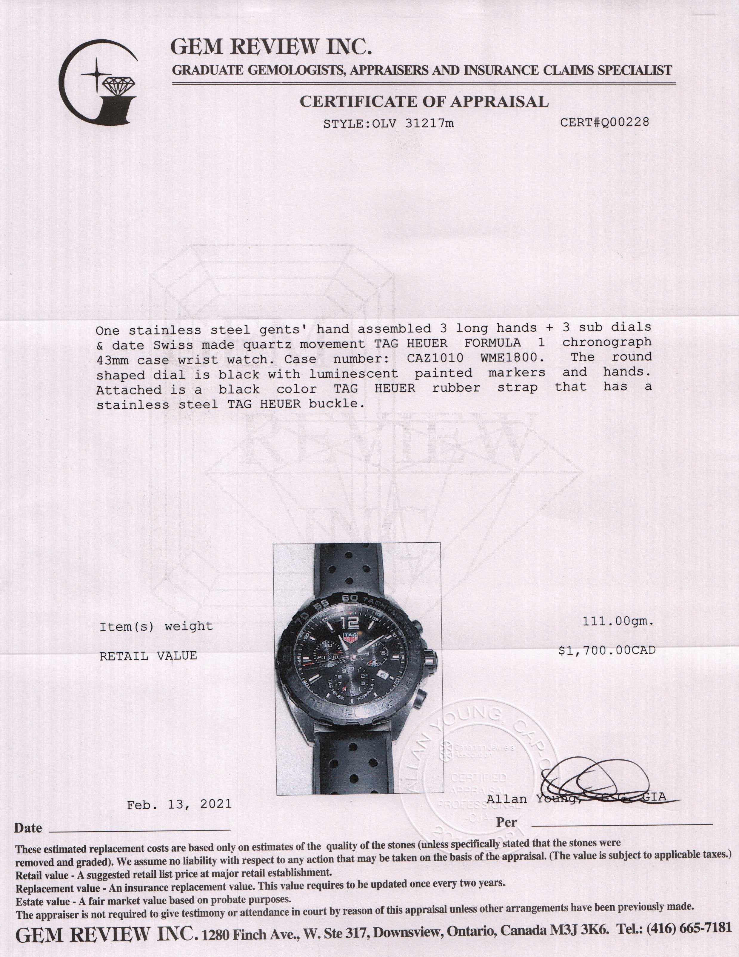 Tag Heuer Formula 1 Chronograph Watch