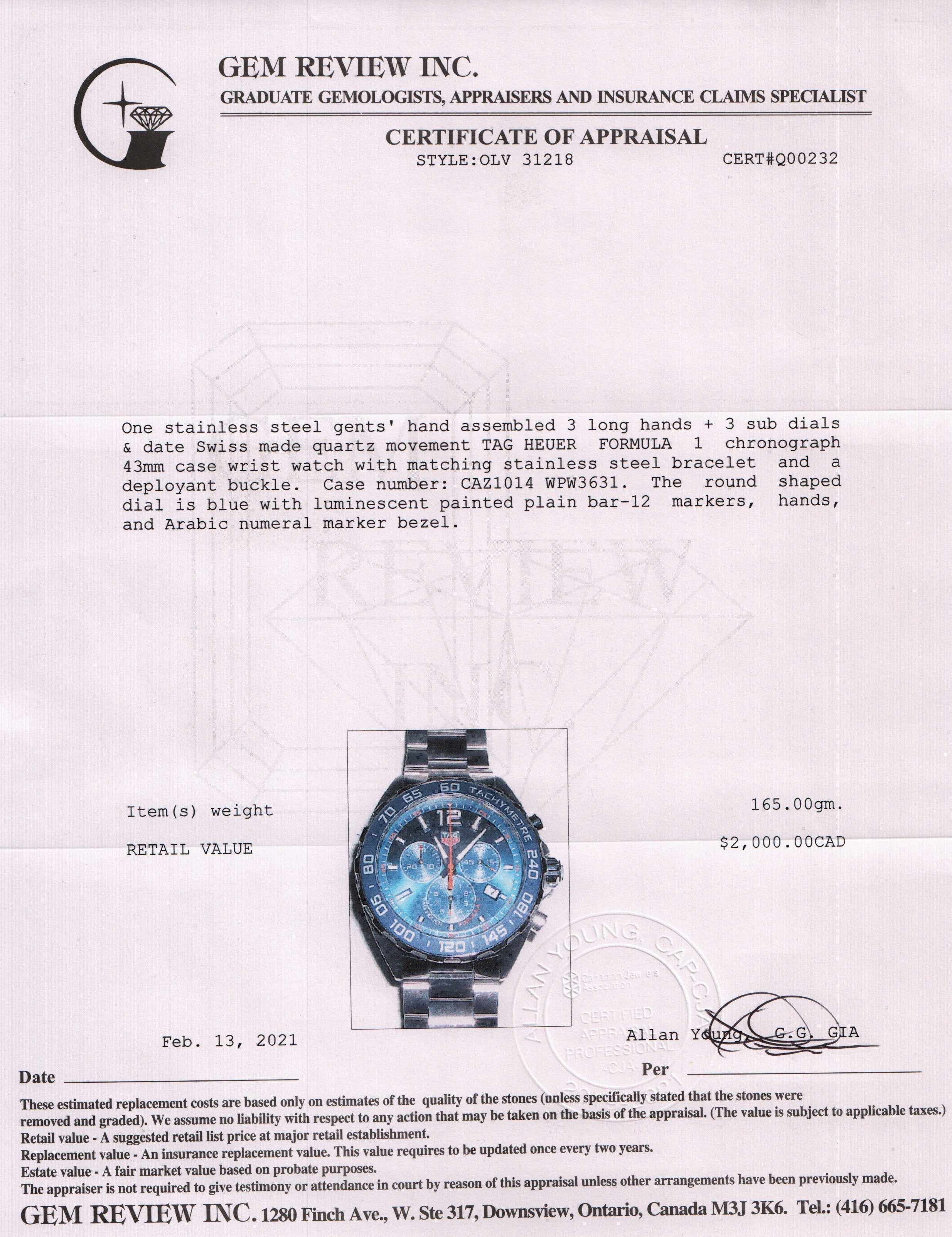 Tag Heuer Formula 1 Chronograph Watch