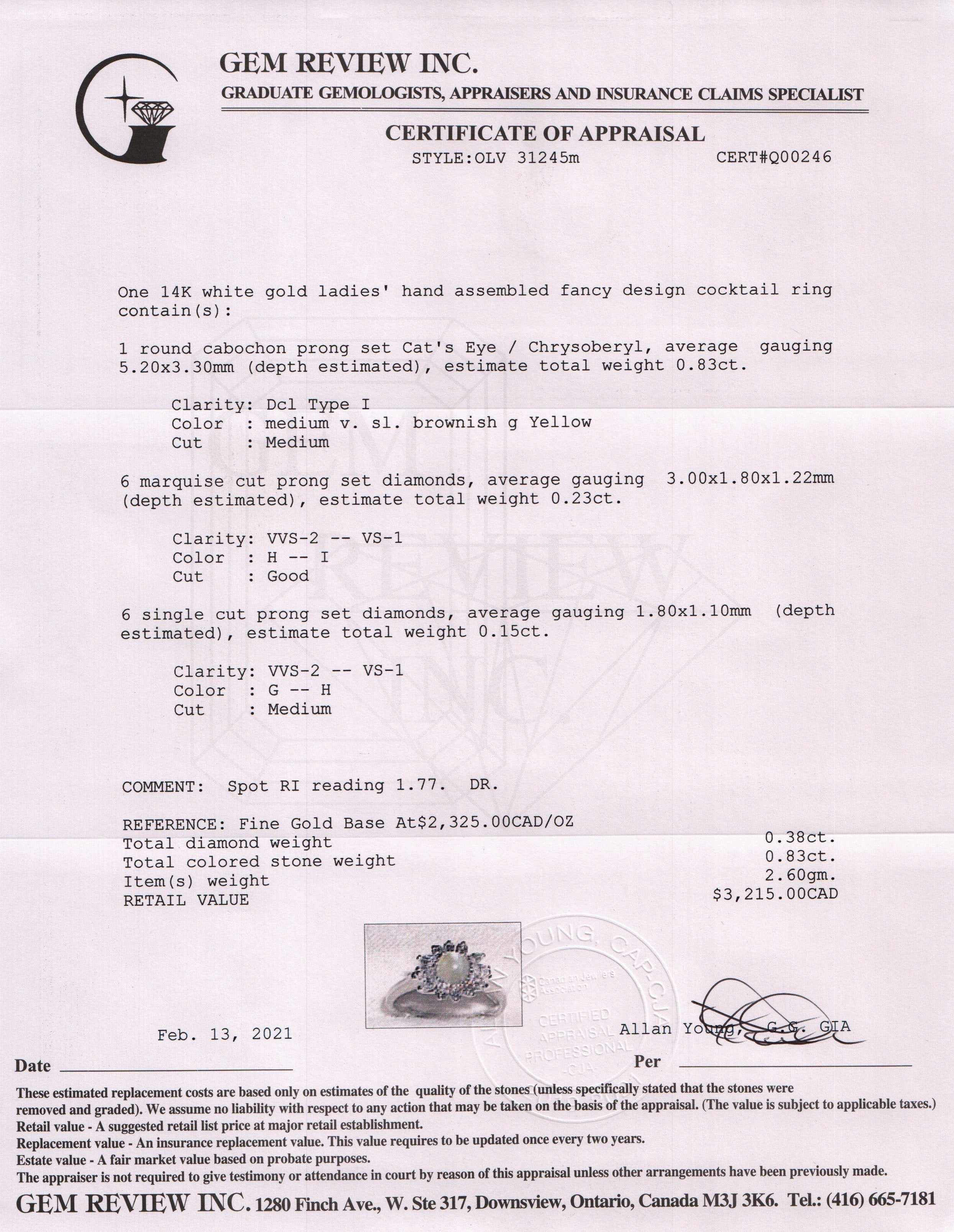 Cat's Eye & Diamond Cocktail Ring