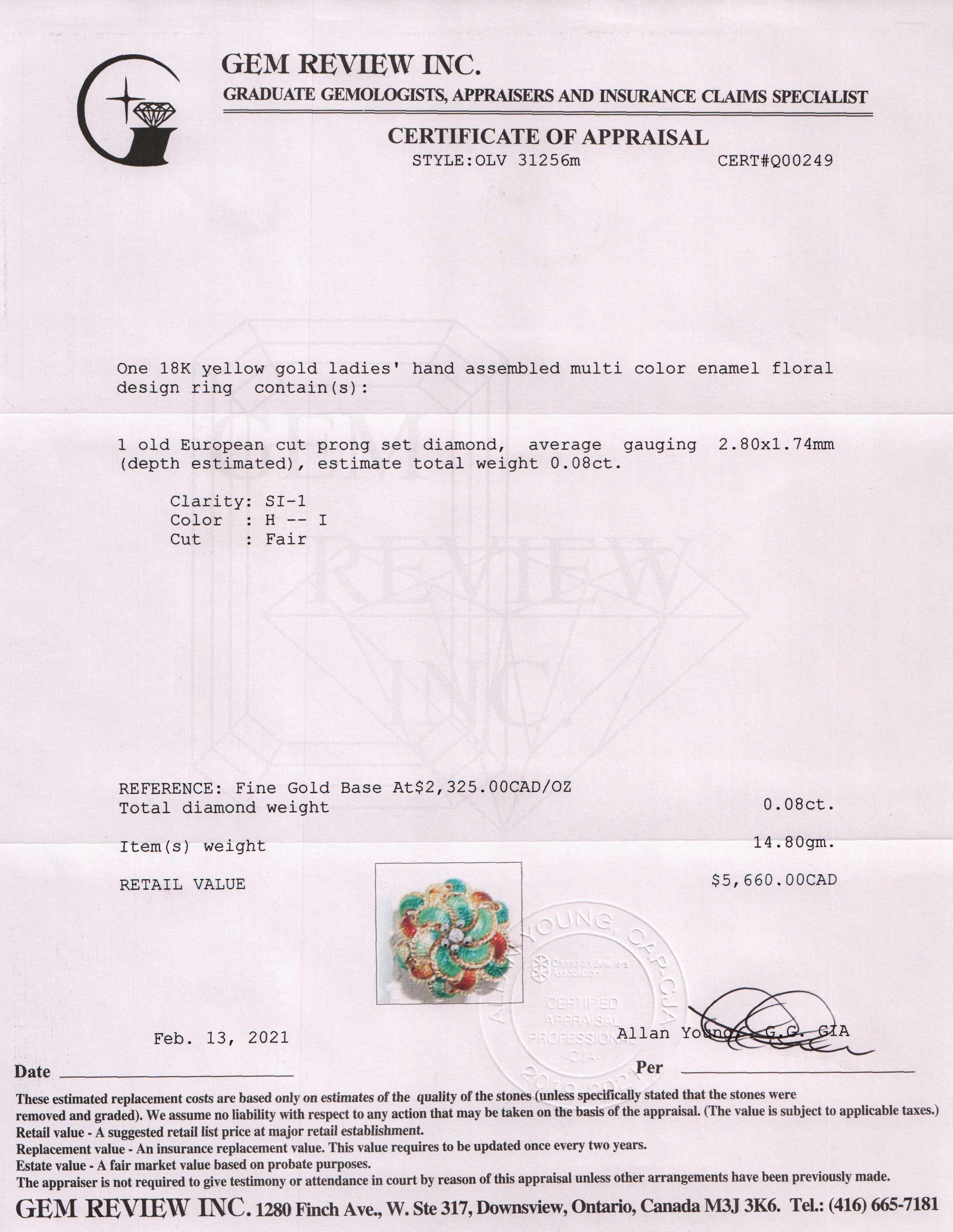 Antique Multi-Colour Enamel & Diamond Ring