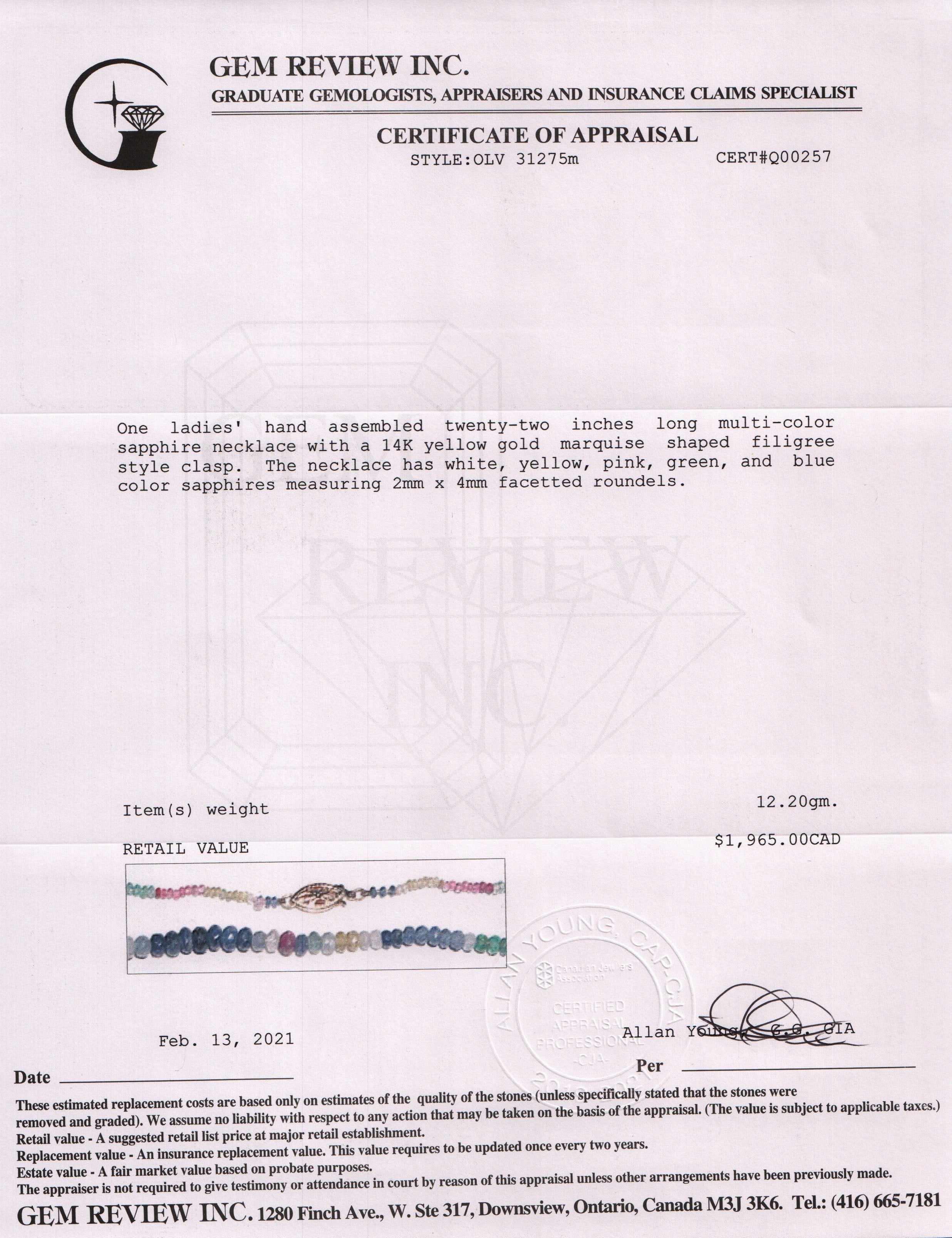 Antique Multicolor Sapphire Necklace