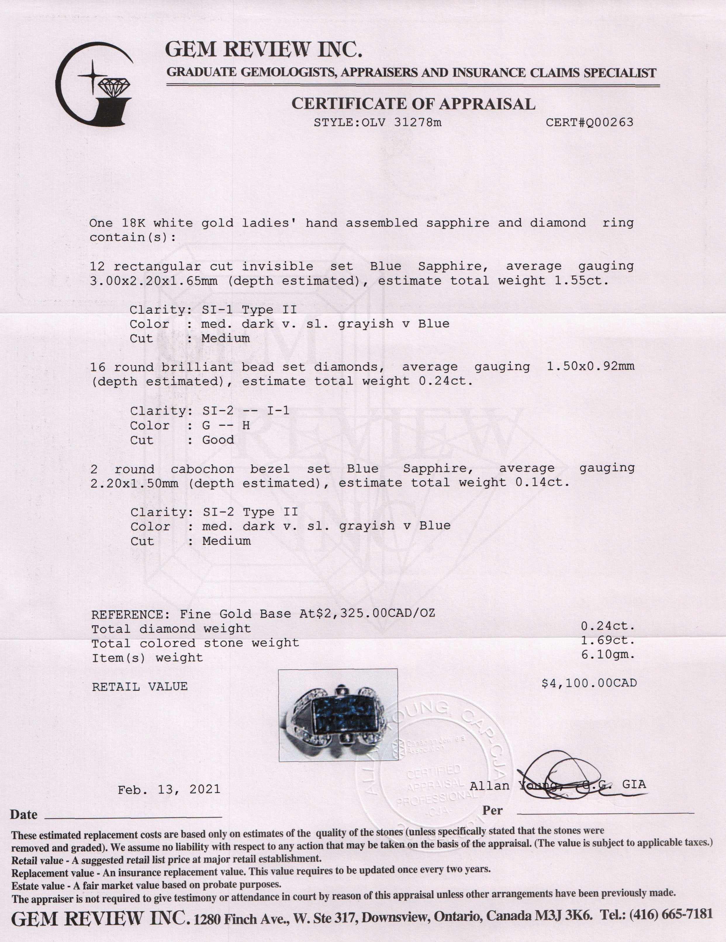 Blue Sapphire and Diamond Ring