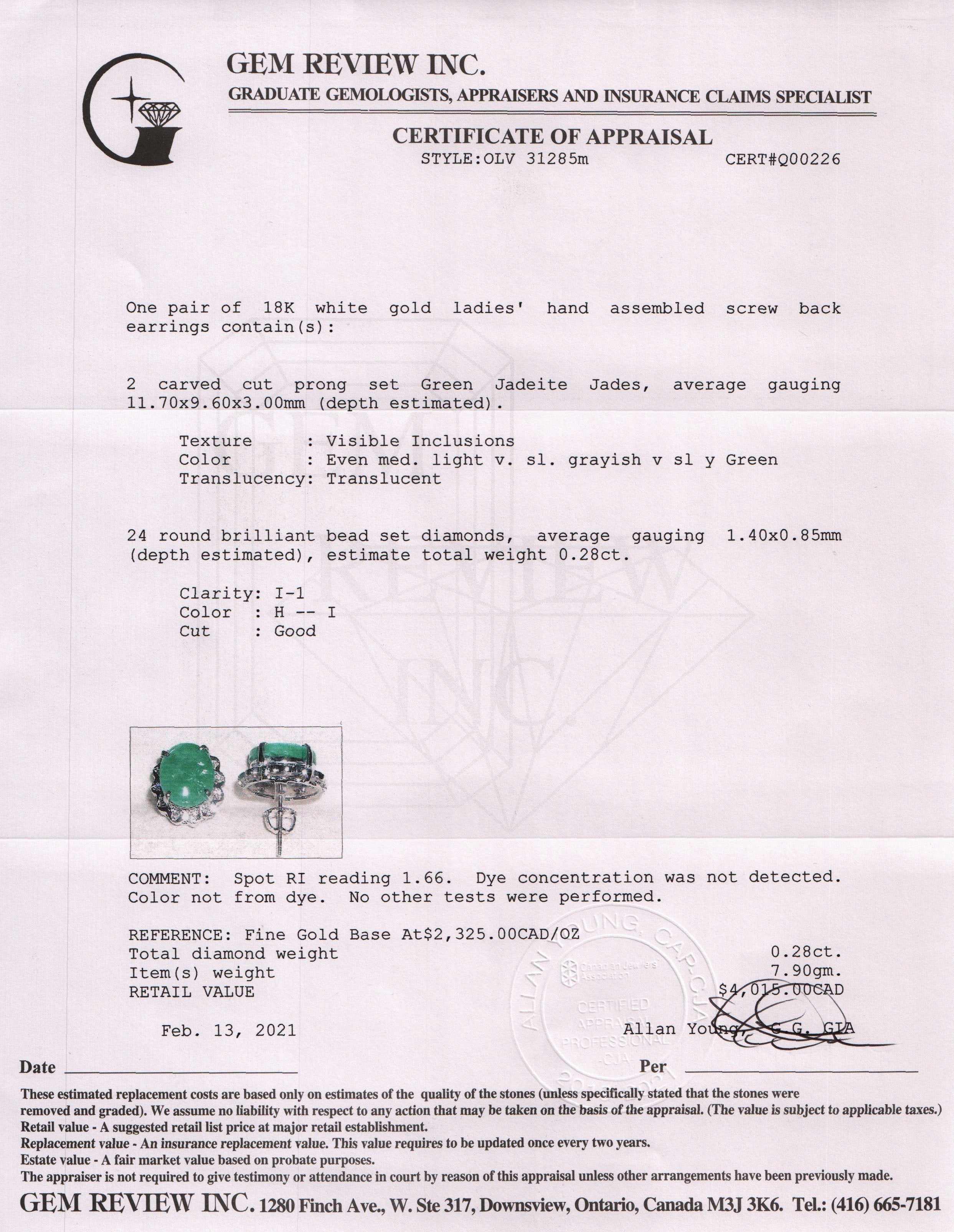 Jade and Diamond Earrings