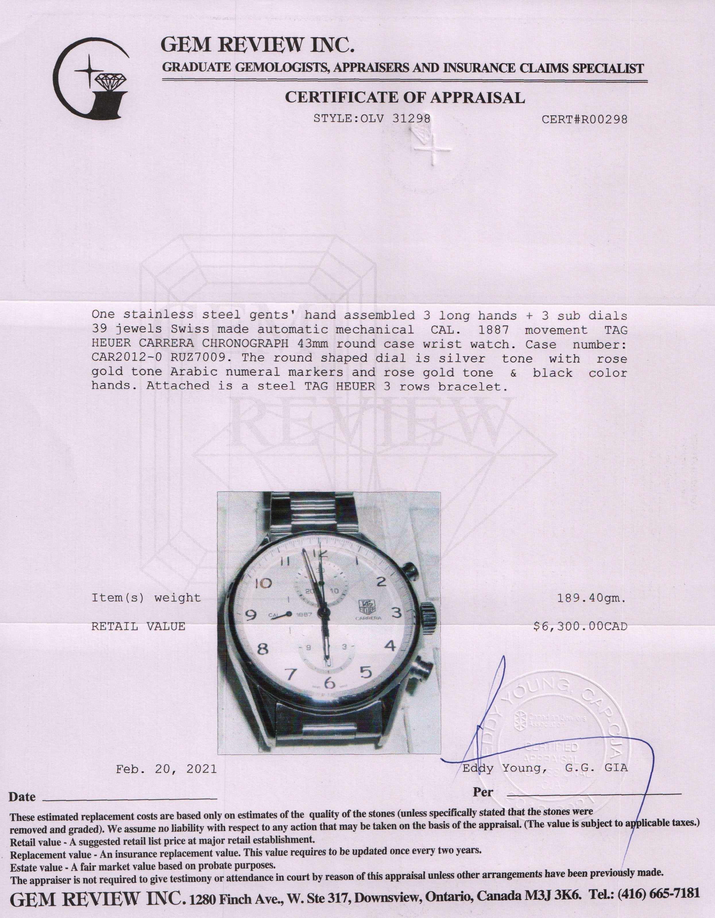 Tag Heuer Carrera Chronograph Watch