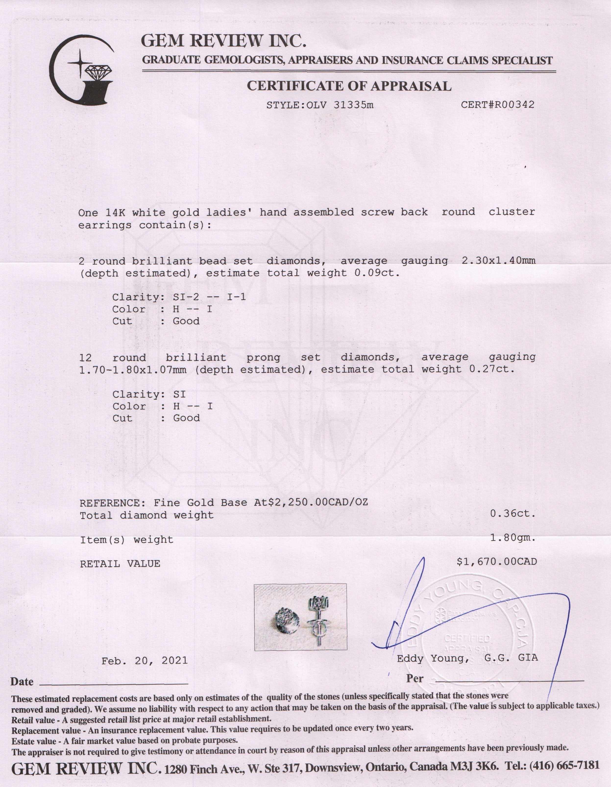 Diamond Cluster Stud Earrings