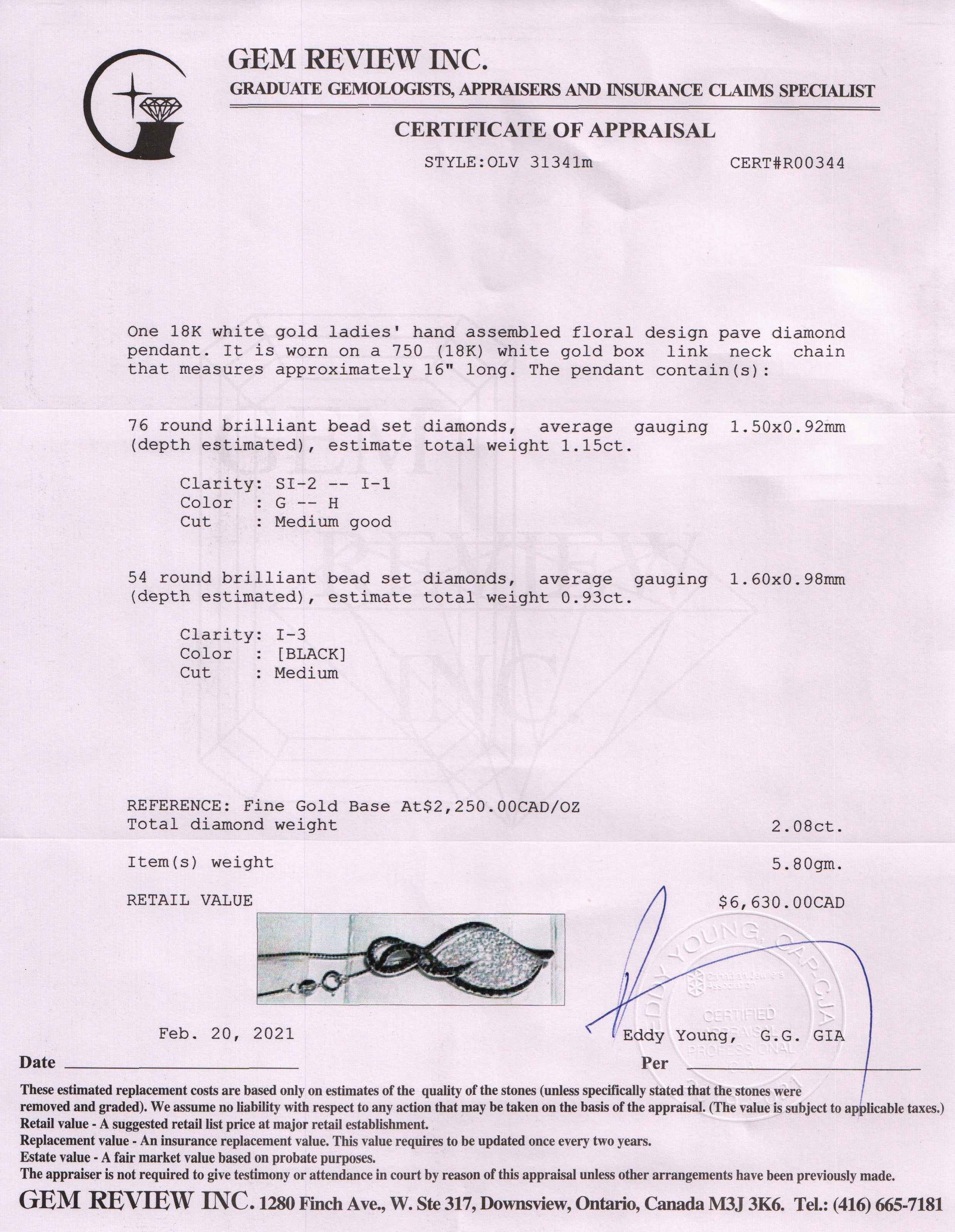 Black & White Pave Diamond Pendant Necklace