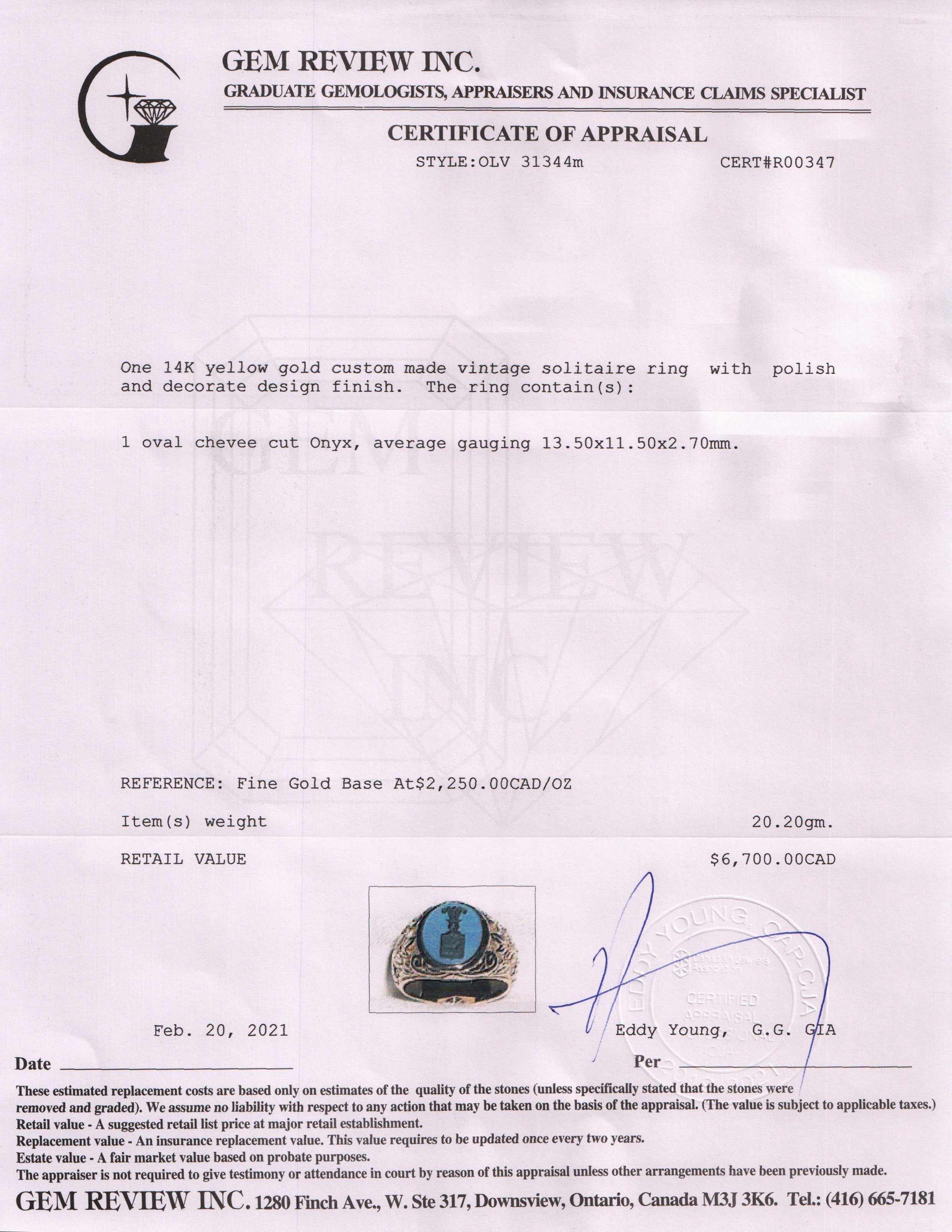 Antique Carved Cut Onyx Ring