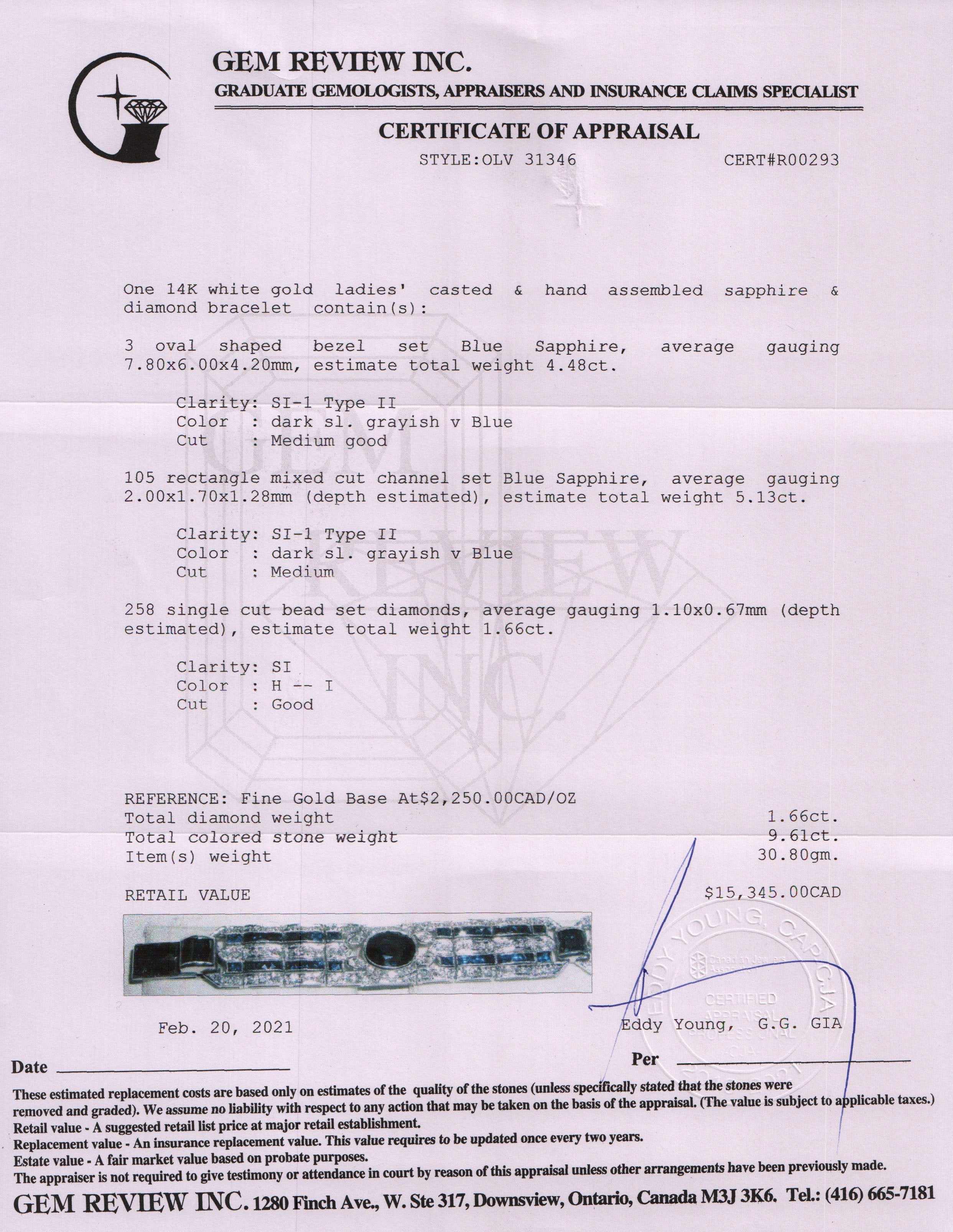 Blue Sapphire & Diamond Bracelet