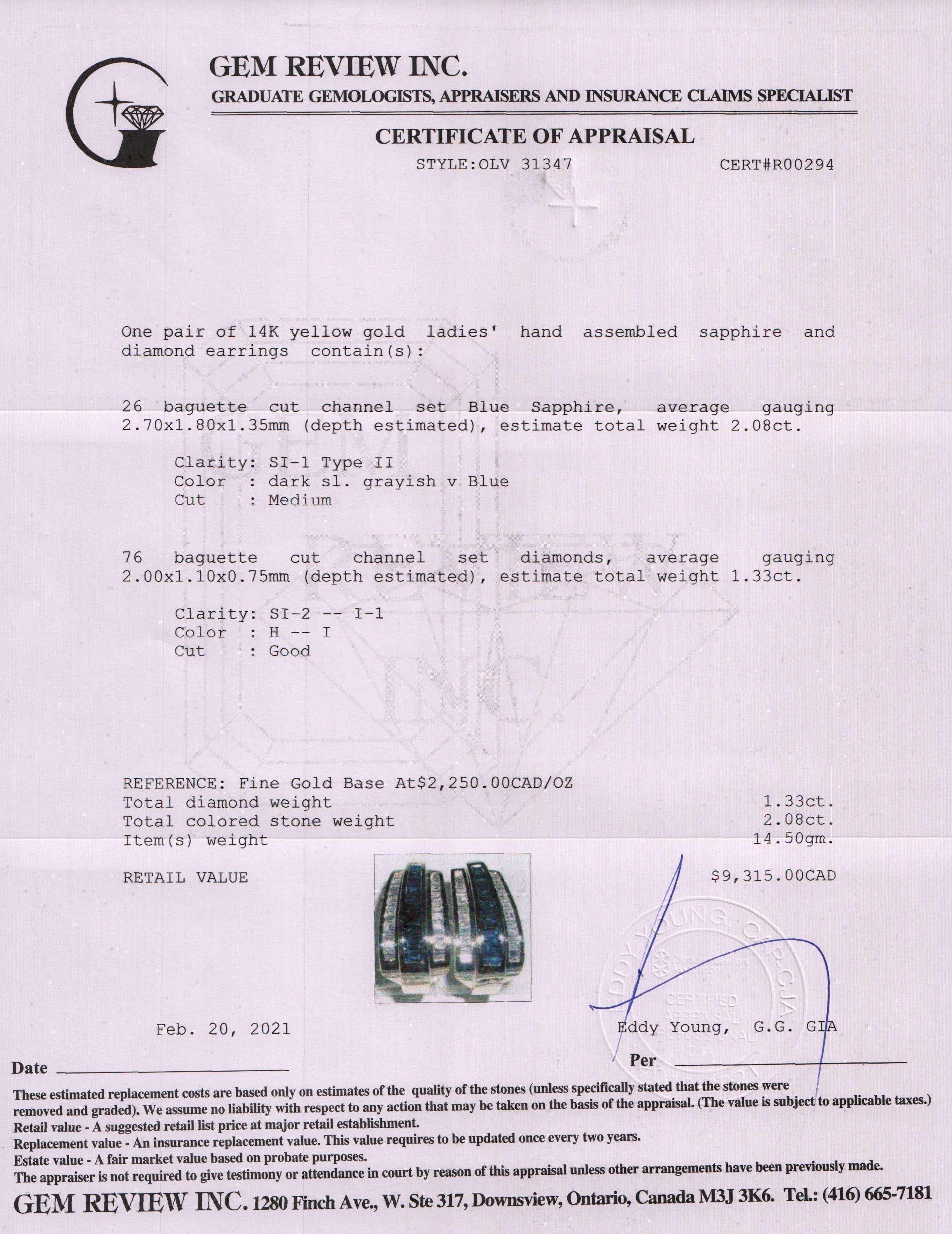 Blue Sapphire & Diamond Earrings