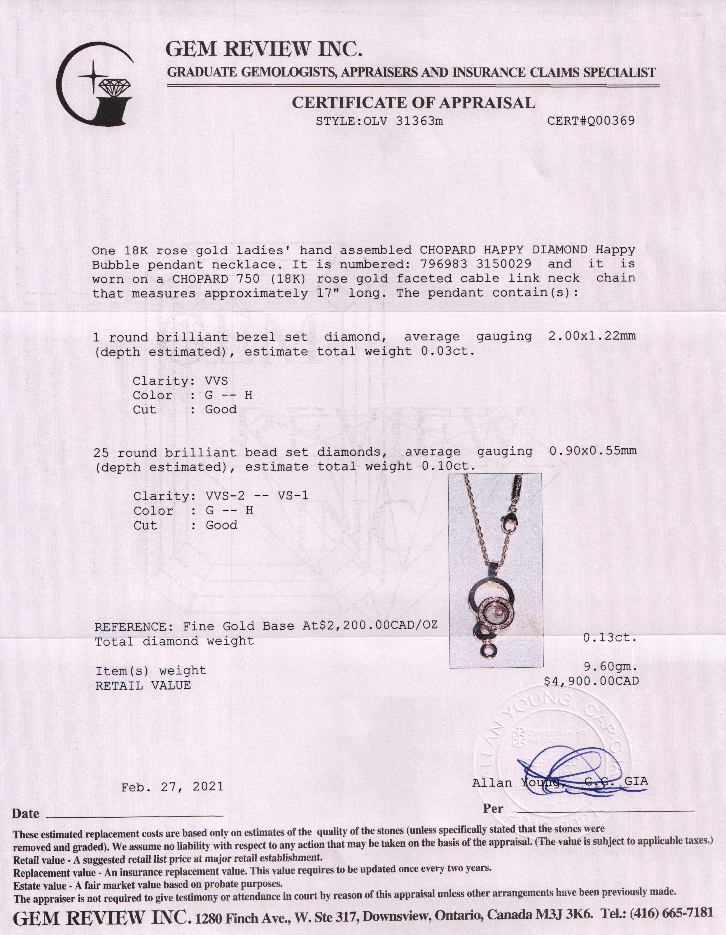 Chopard Happy Bubbles Diamond Pendant Necklace w/ Box