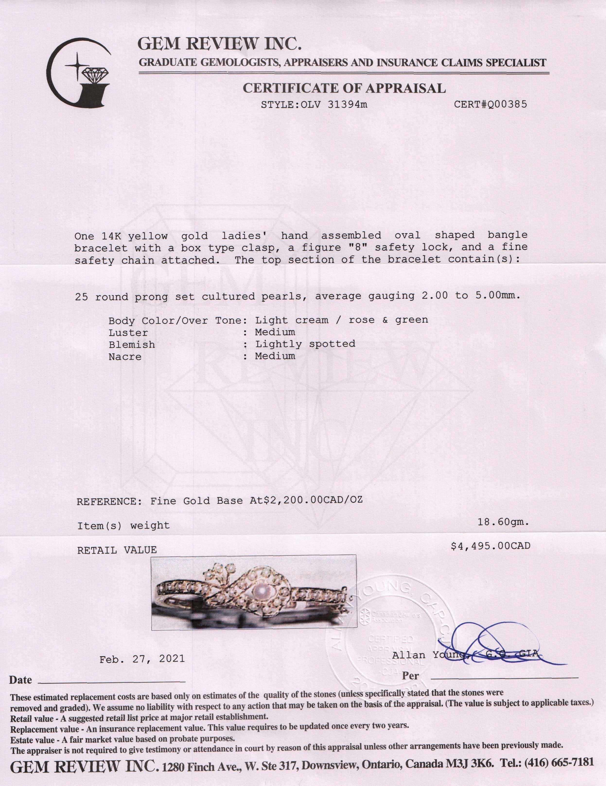 Pearl Bangle Bracelet