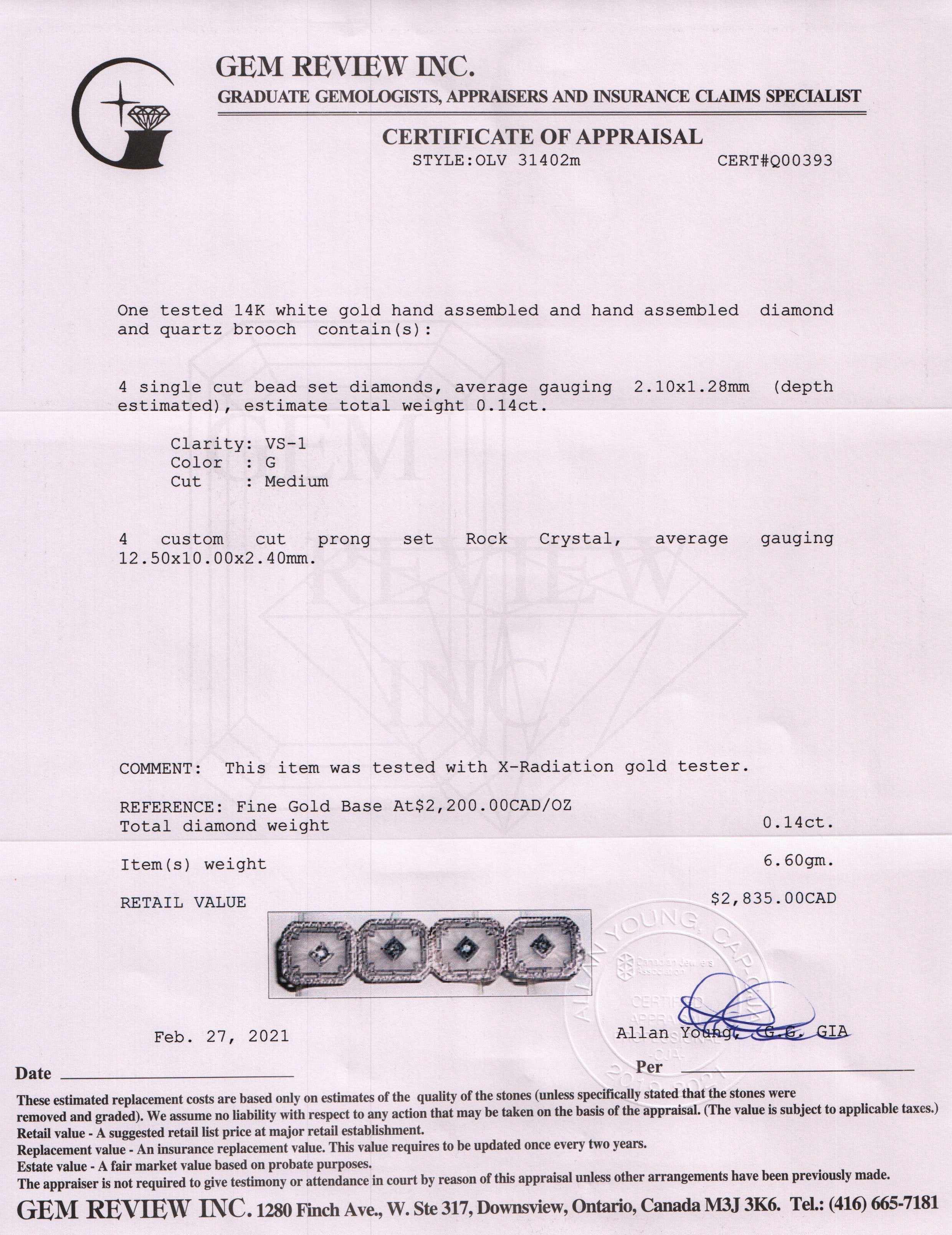 Antique Rock Crystal & Diamond Brooch