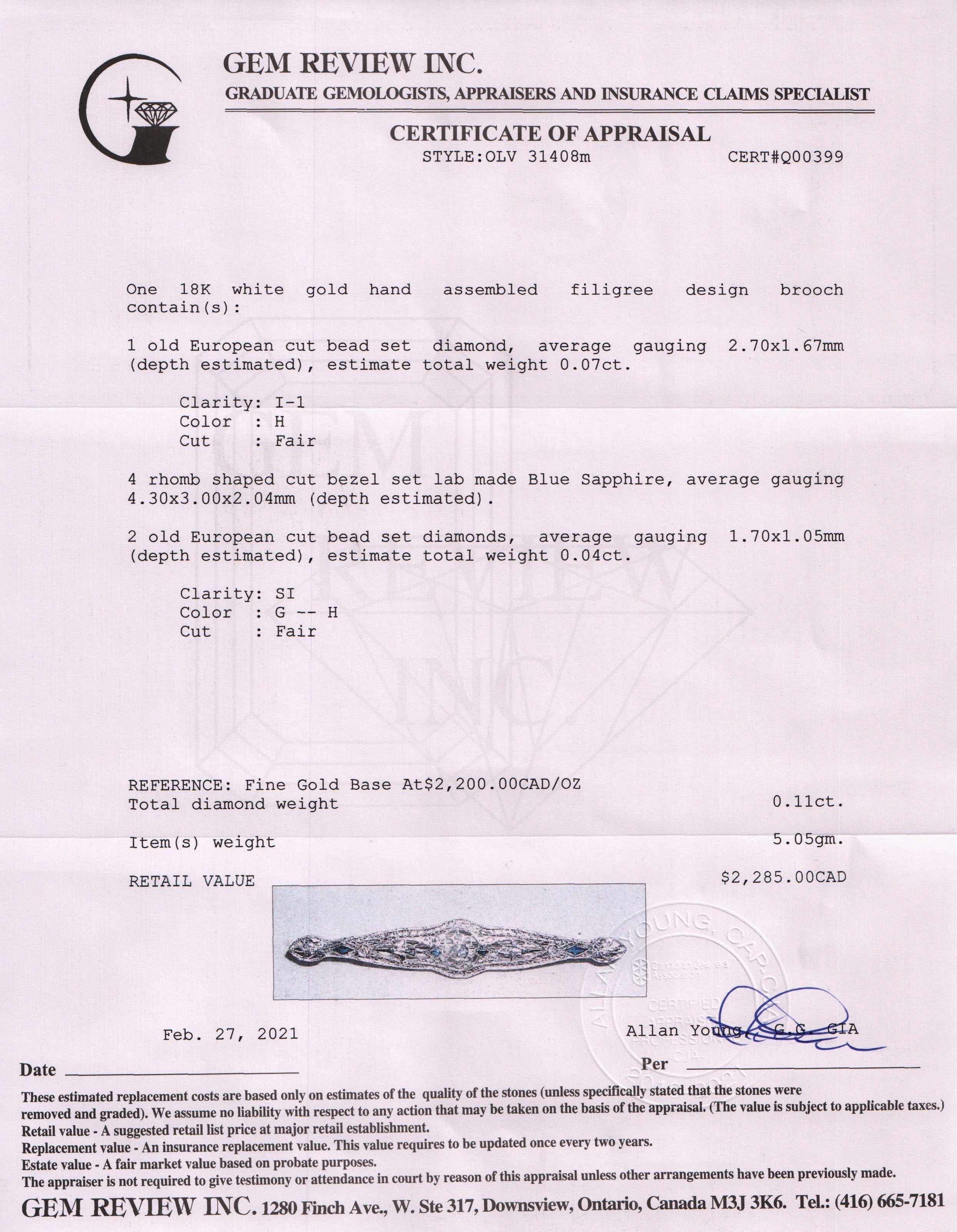 Antique Diamond Filigree Brooch