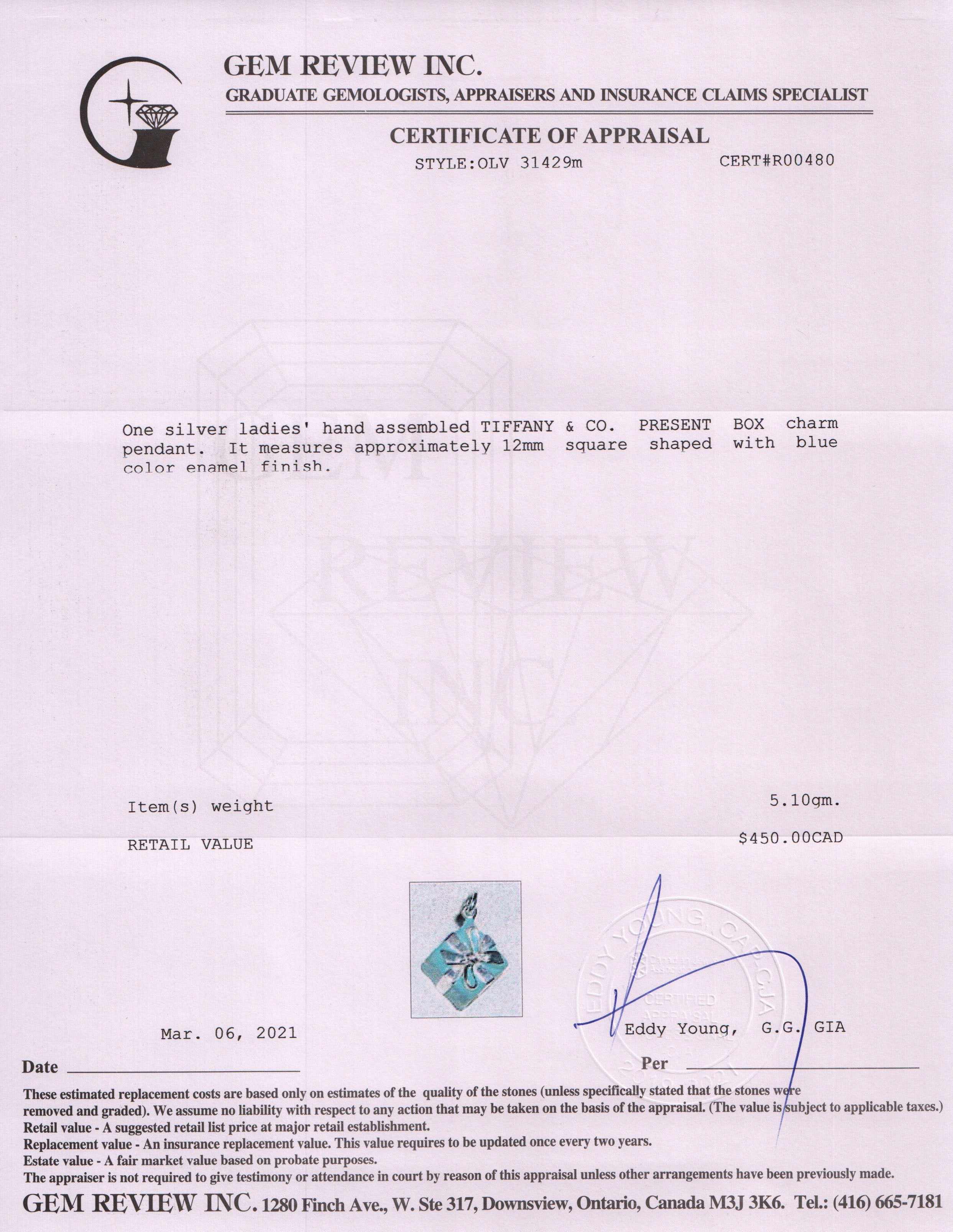 Tiffany & Co. Blue Present Box Charm