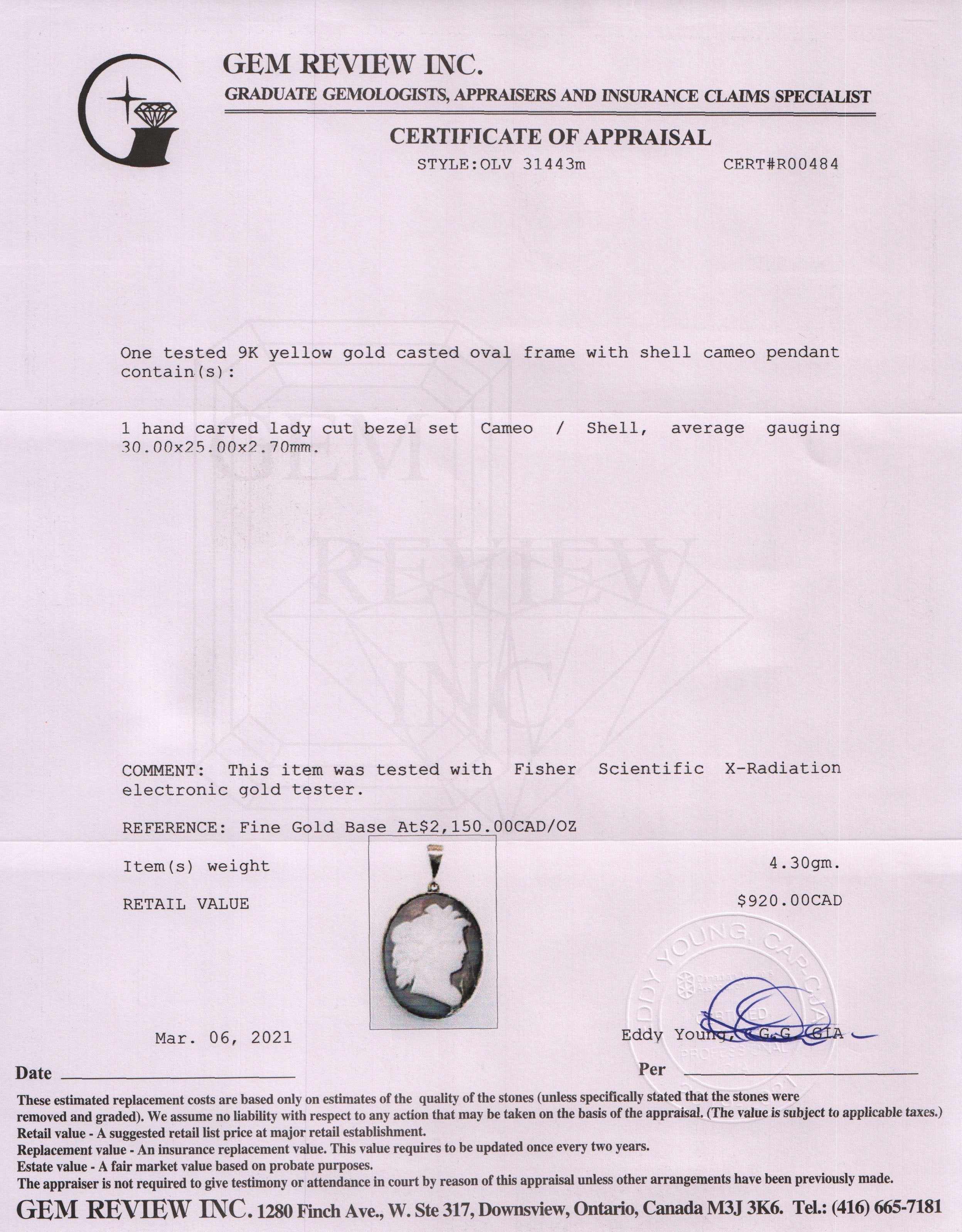 Antique Cameo Pendant