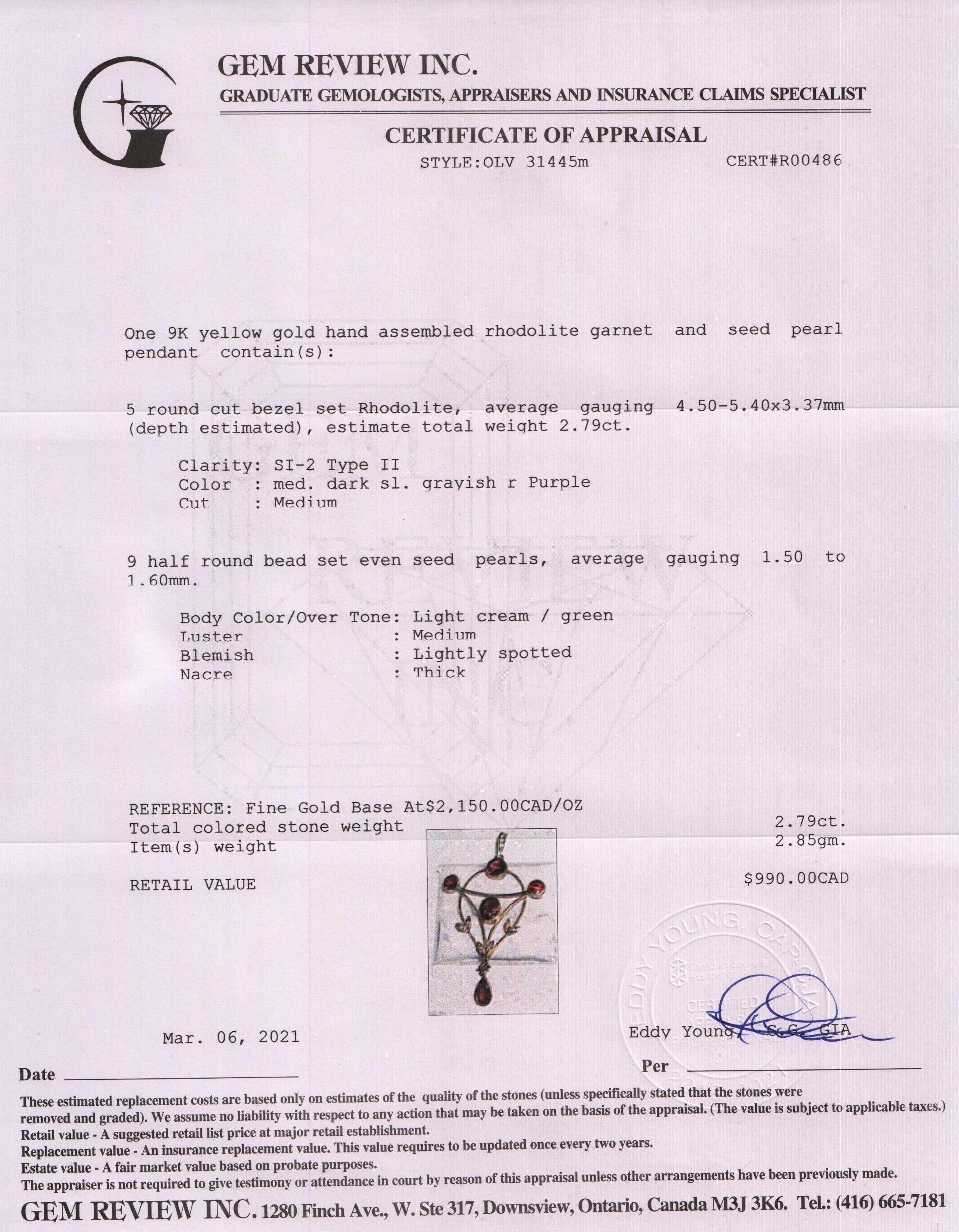 Antique Garnet and Seed Pearl Pendant