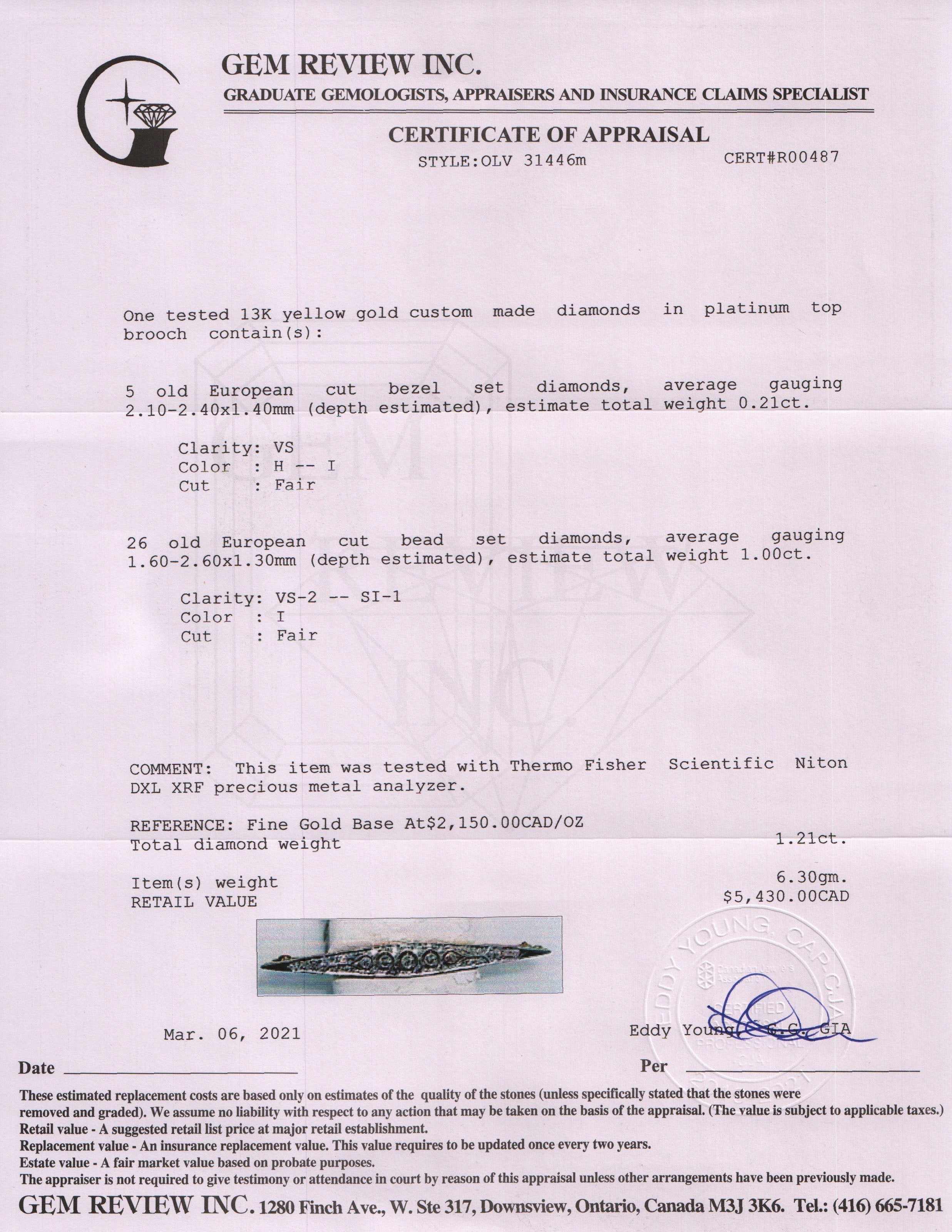 Antique Diamond Bar Brooch