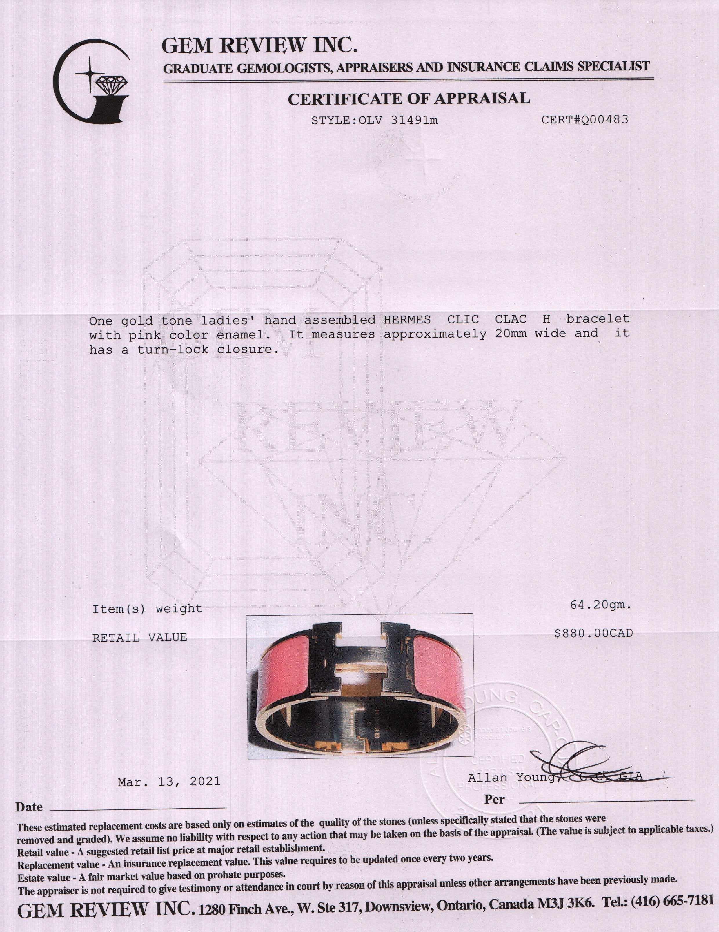 Hermes Clic Clac H Bracelet