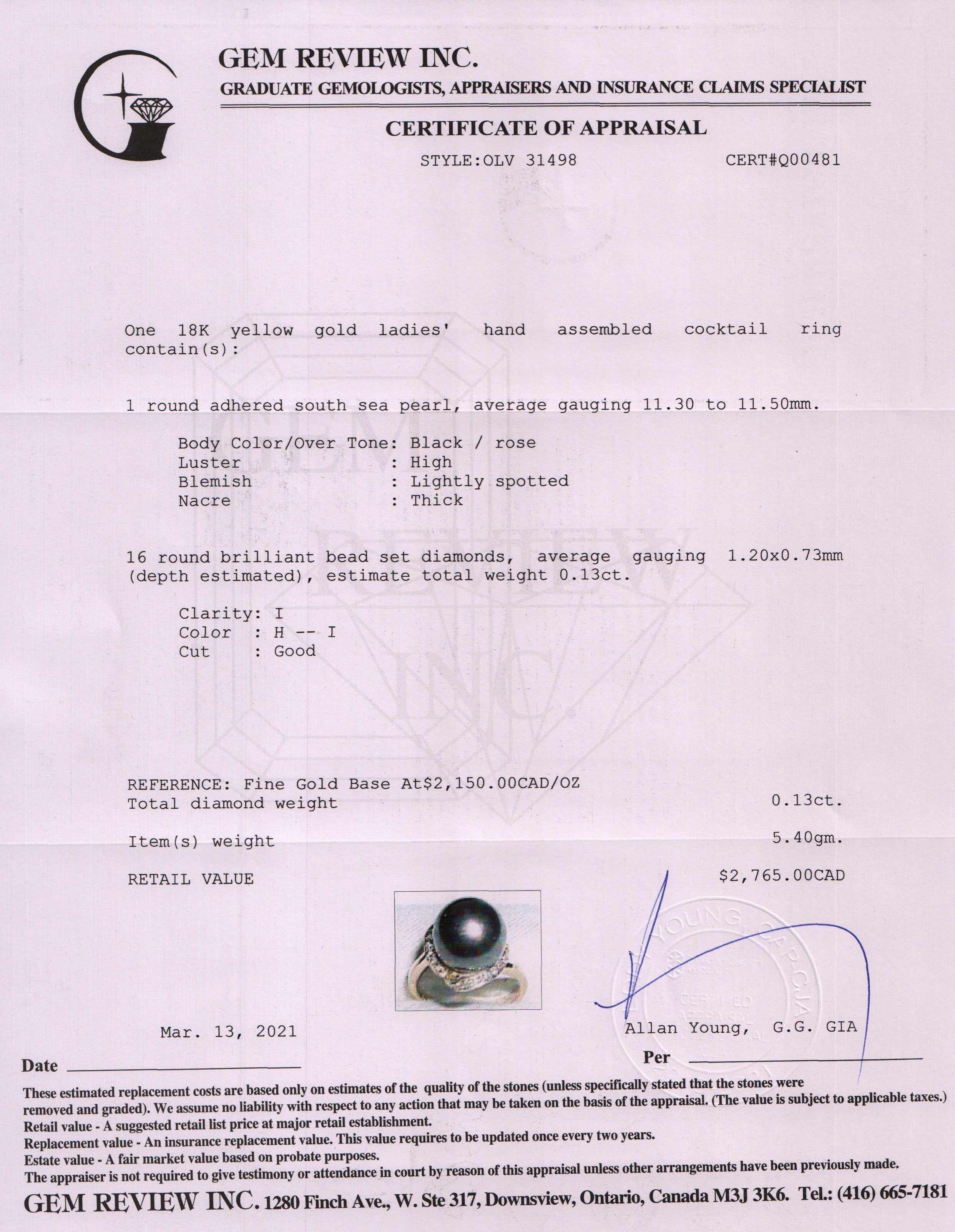 South Sea Pearl & Diamond Cocktail Ring