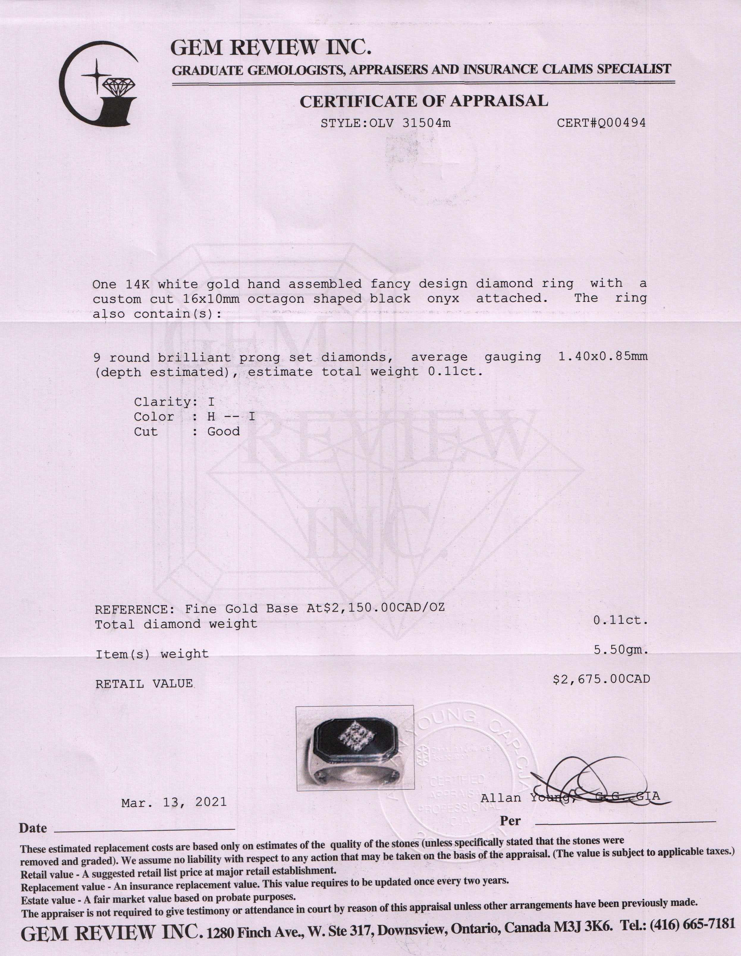 Men's Onyx & Diamond Ring