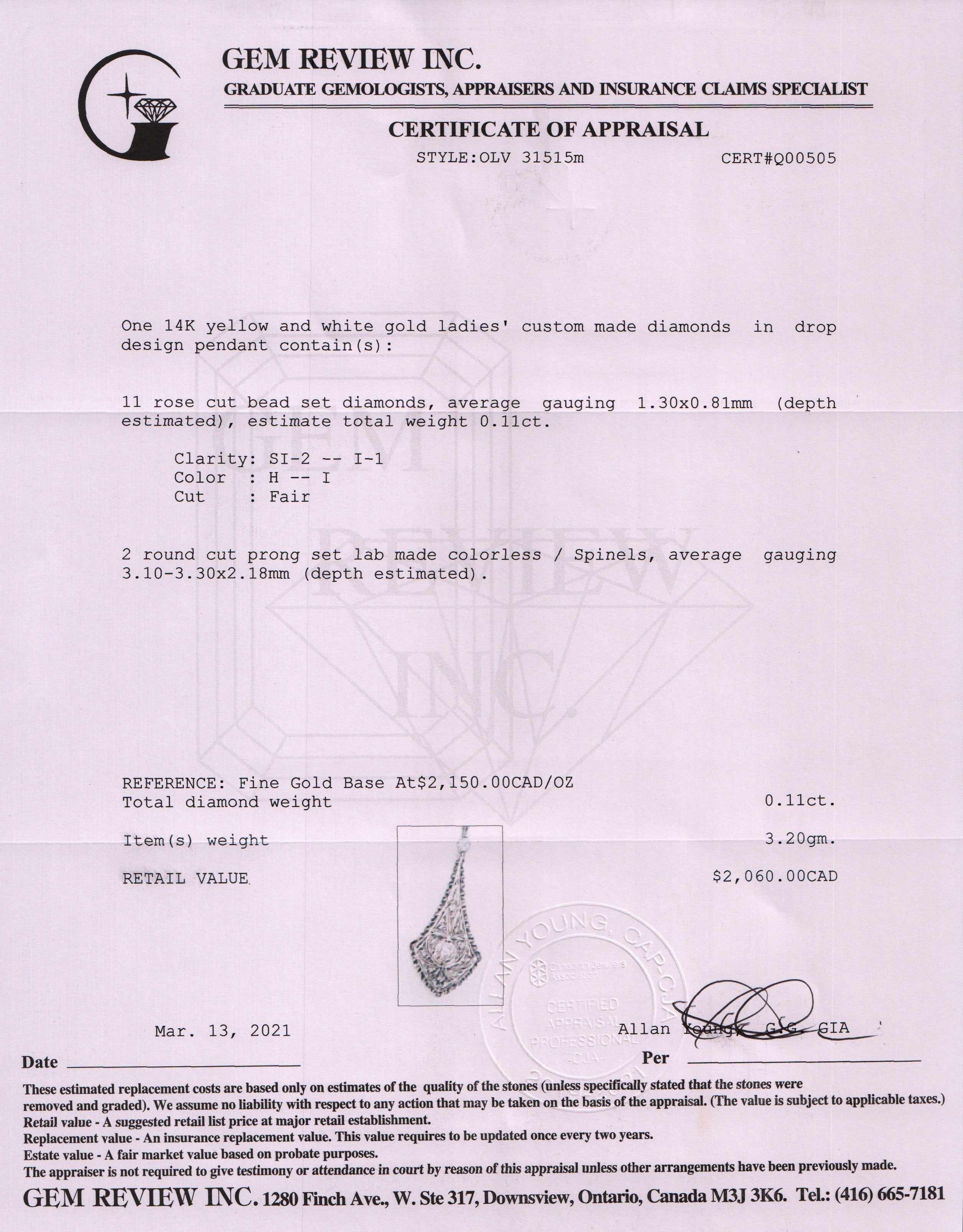 Antique Diamond Drop Pendant