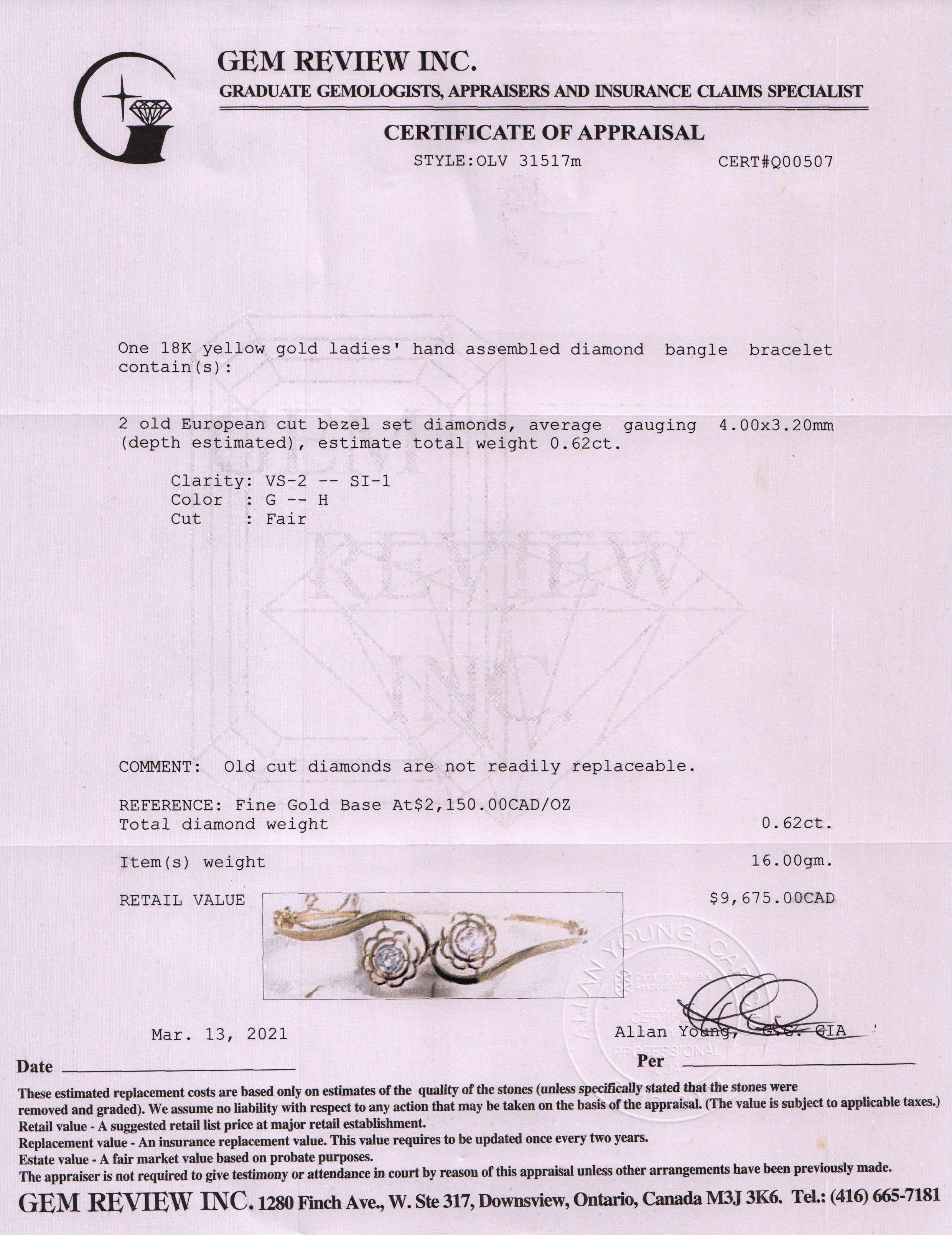 Antique Diamond Bangle Bracelet