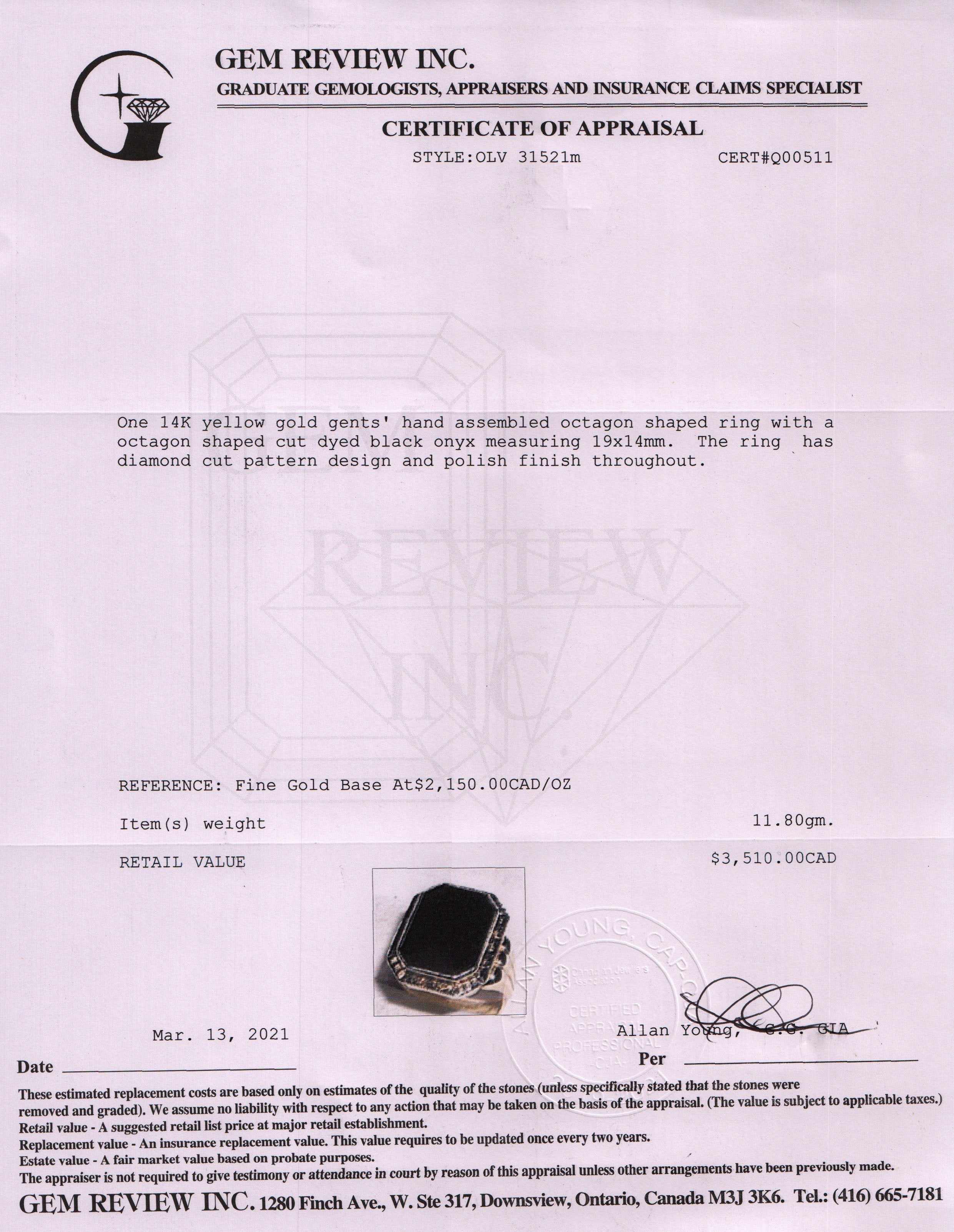 Antique Men's Onyx Ring