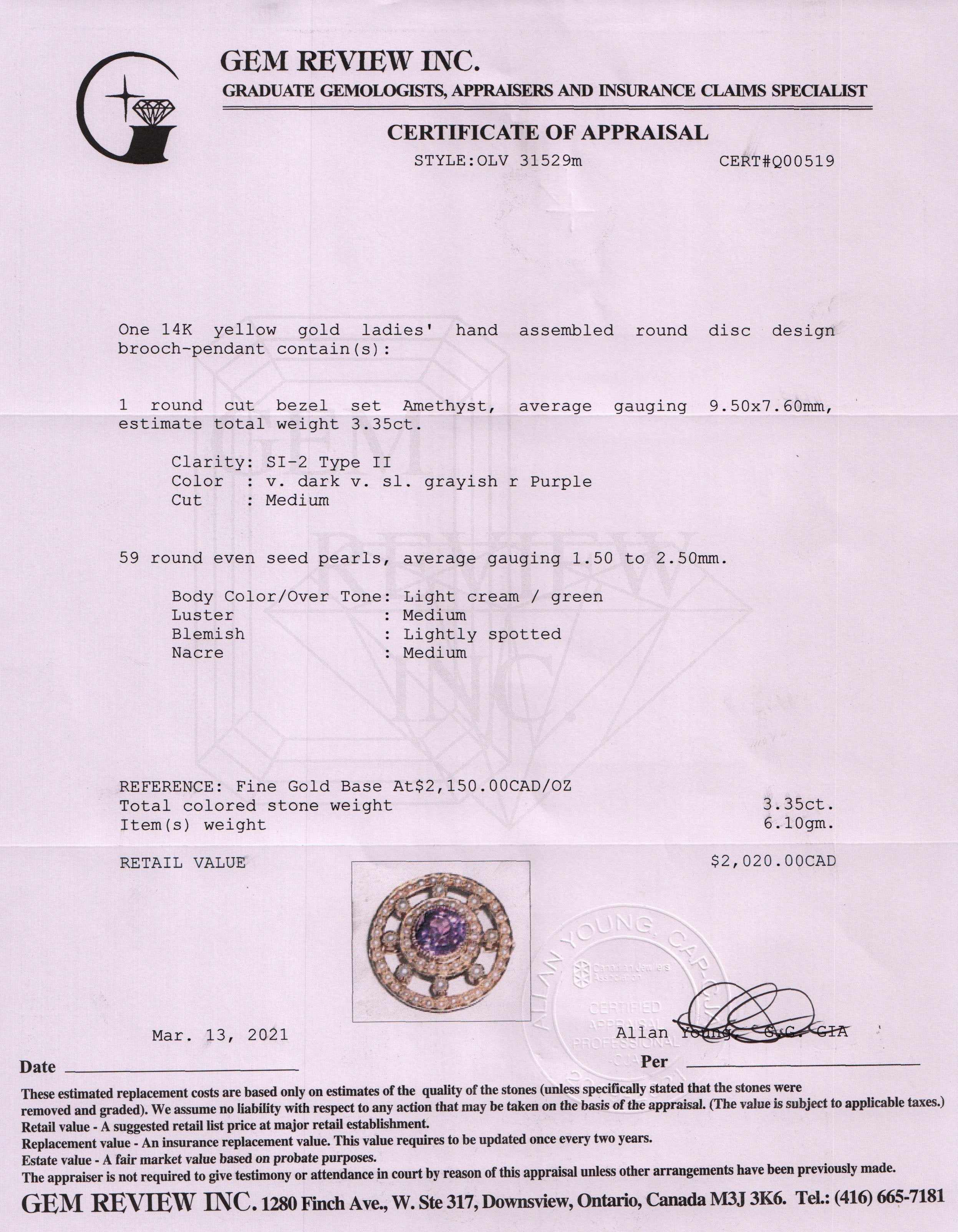 Antique Amethyst and Pearl Brooch/Pendant