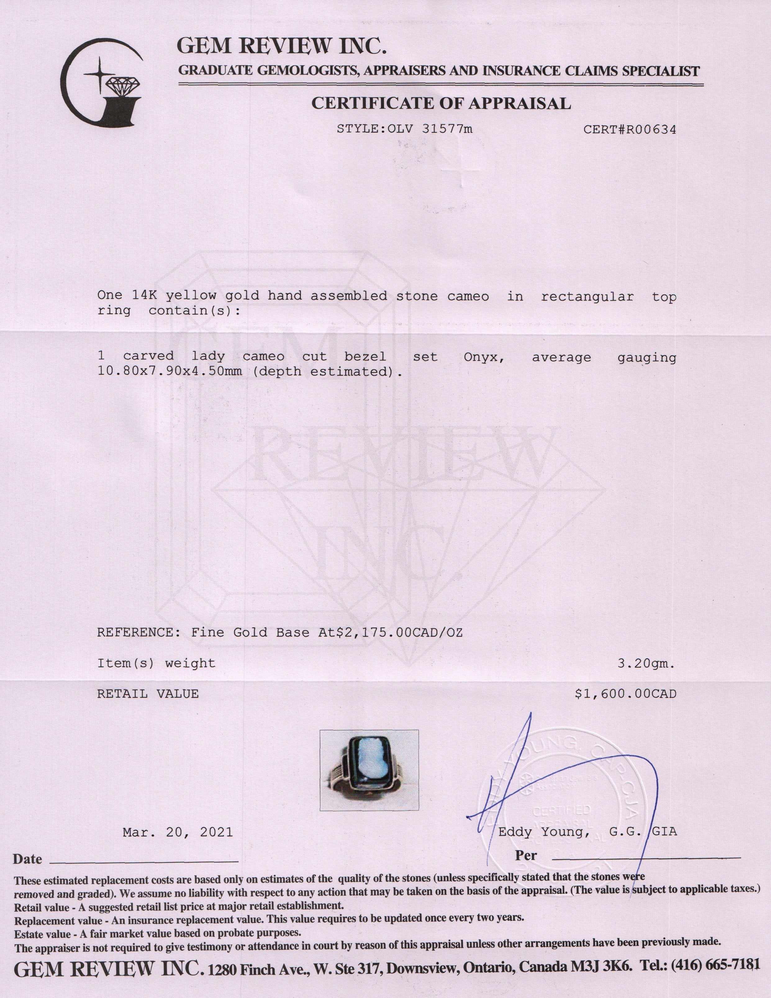 Antique Cameo Onyx Ring