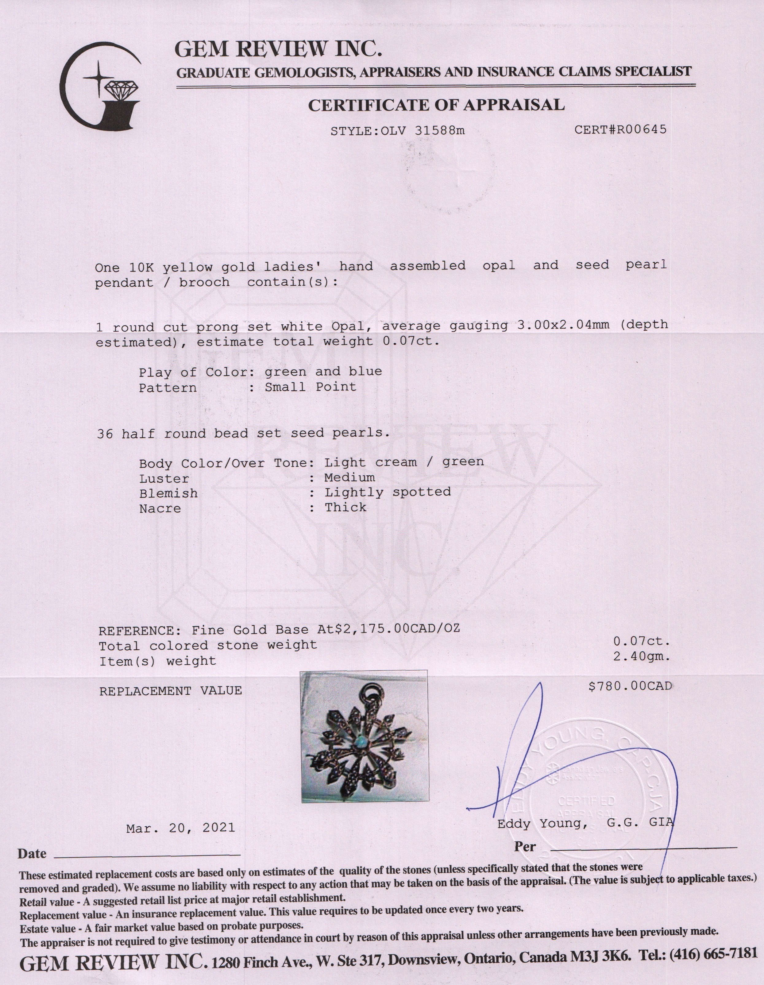 Antique Opal and Seed Pearl Brooch/Pendant