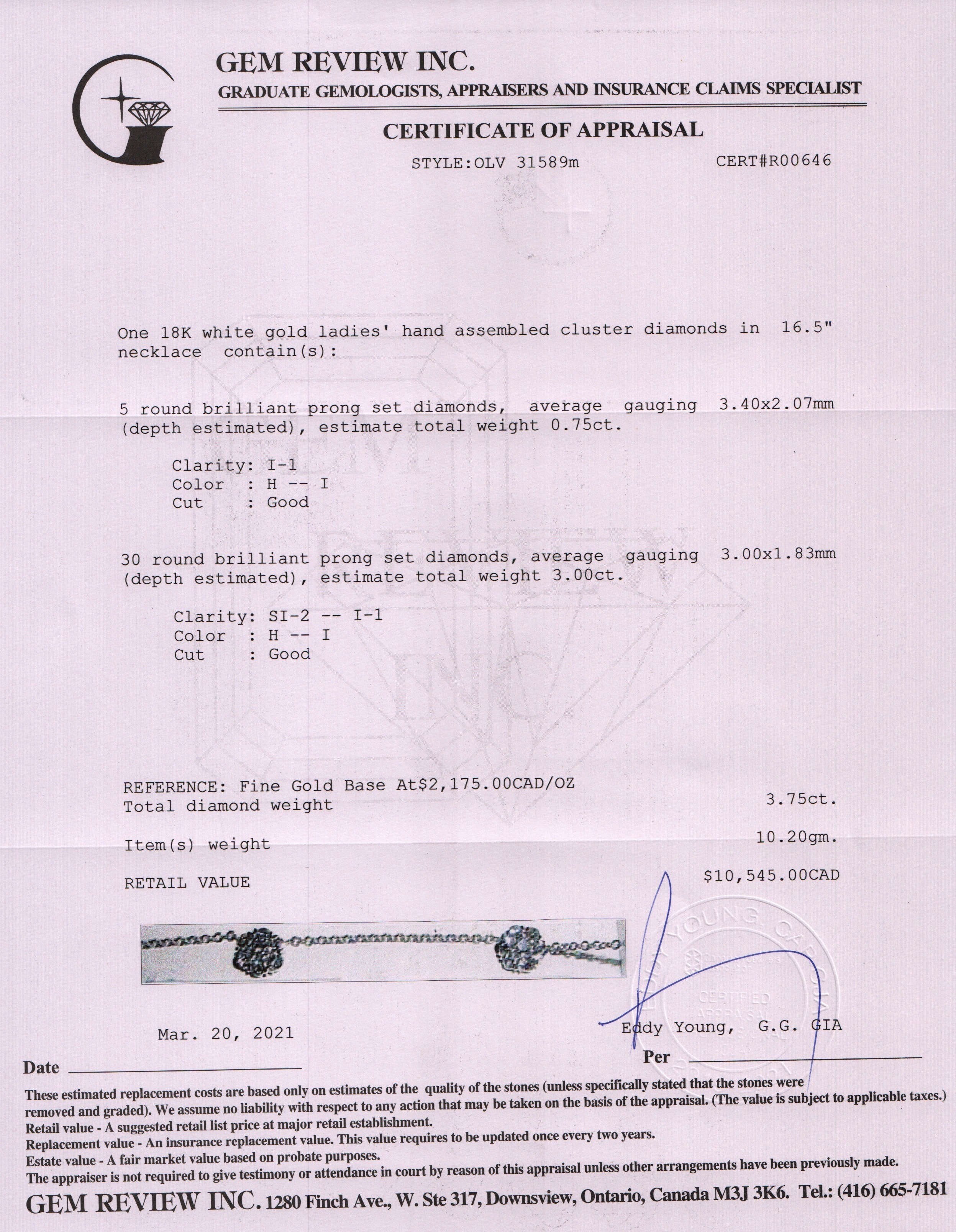 Cluster Diamond Pendant Necklace