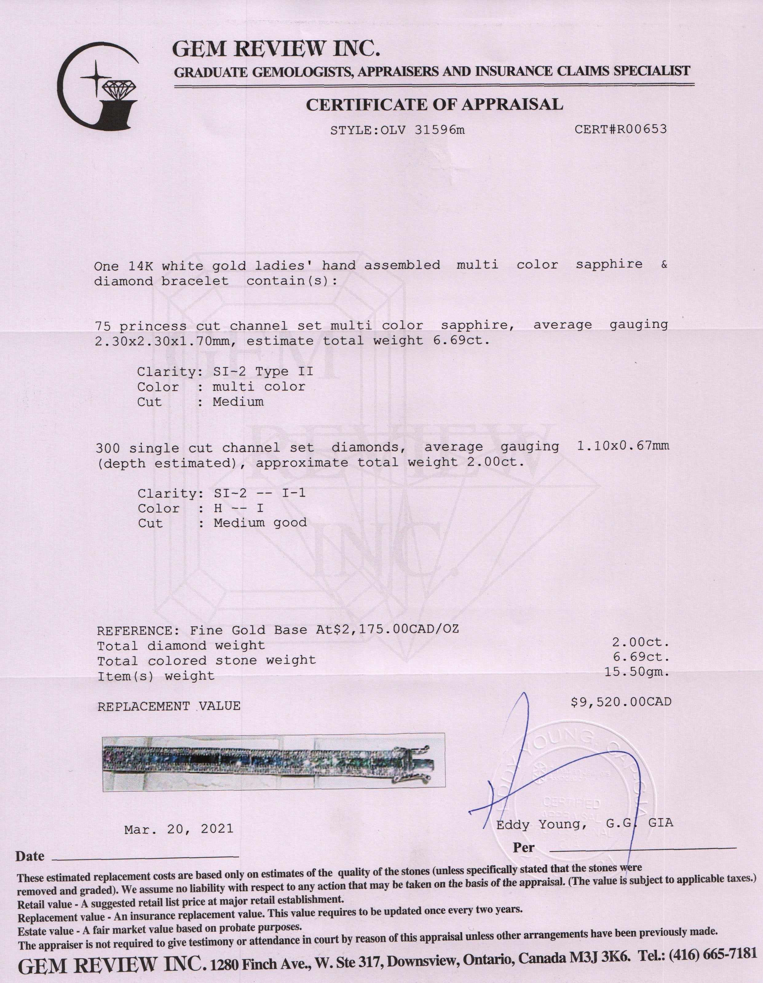 Diamond and Multicolored Sapphire Bracelet