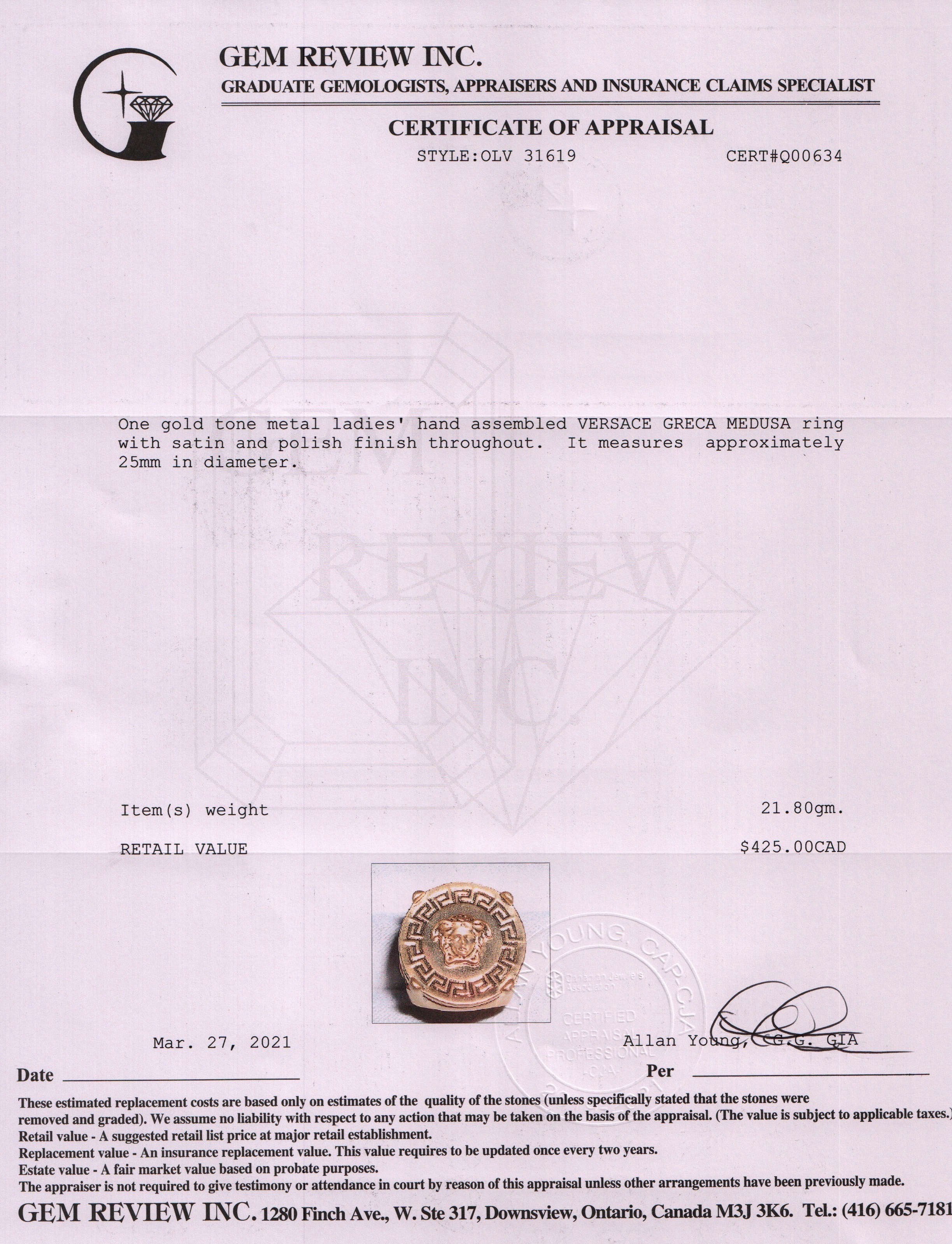 Versace Greca and Medusa Ring w/ Box