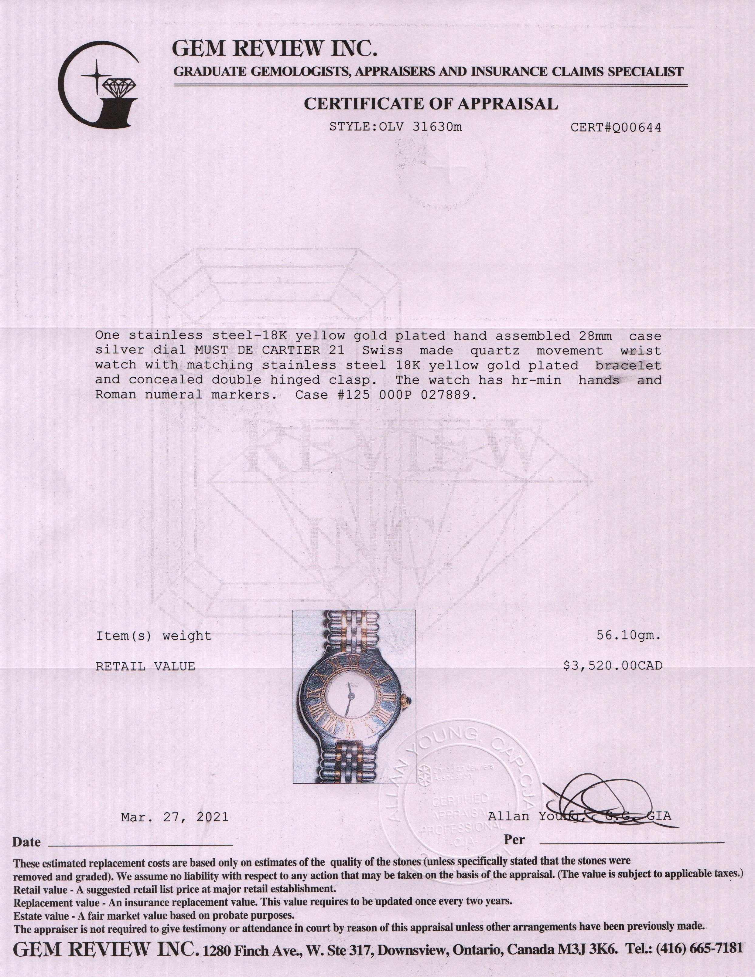 Cartier Must de Cartier 21 Watch