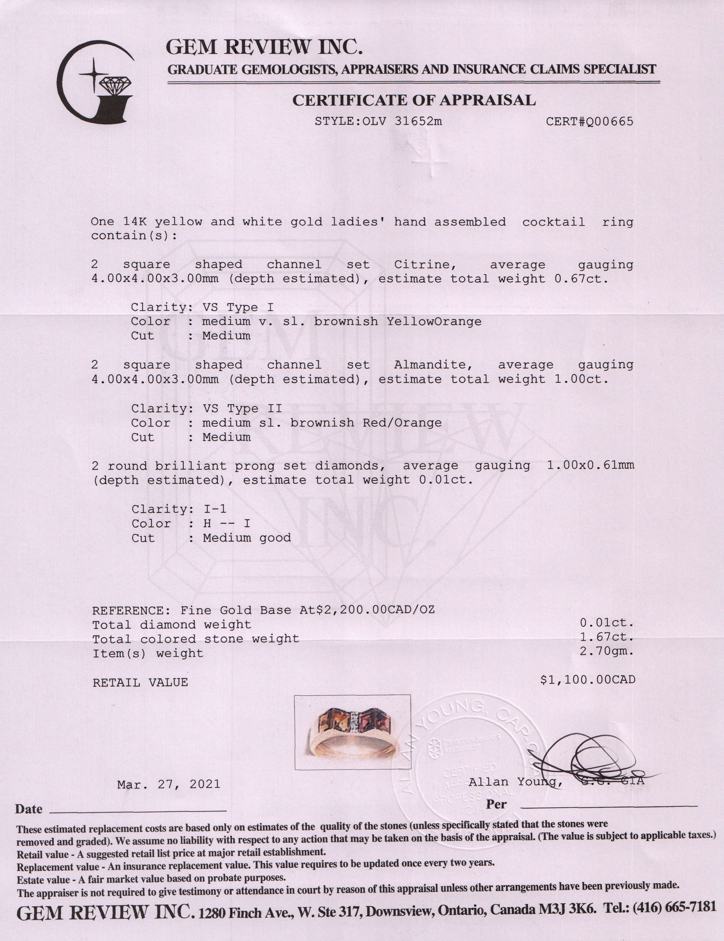 Citrine, Garnet & Diamond Cocktail Ring