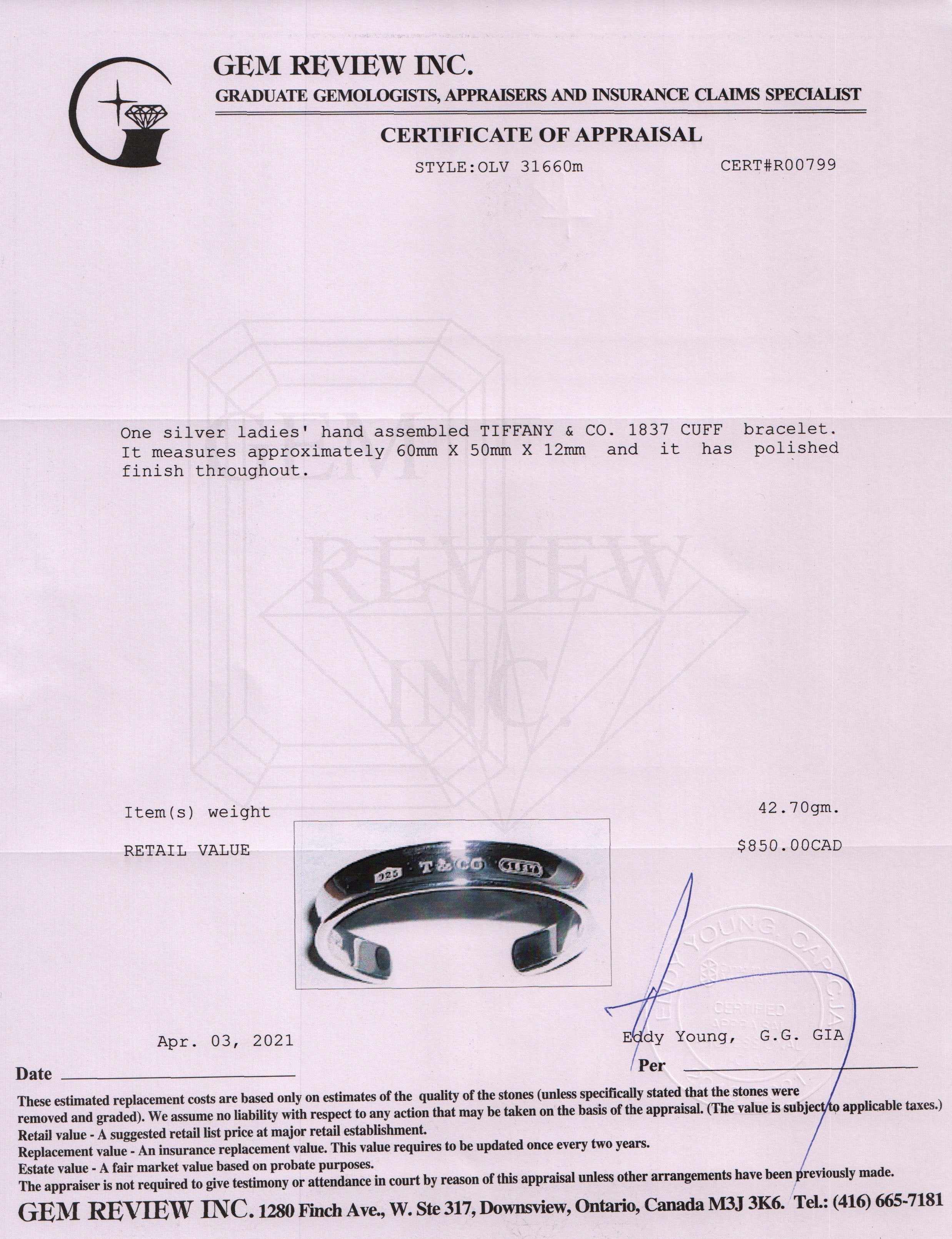 Tiffany & Co. 1837 Cuff