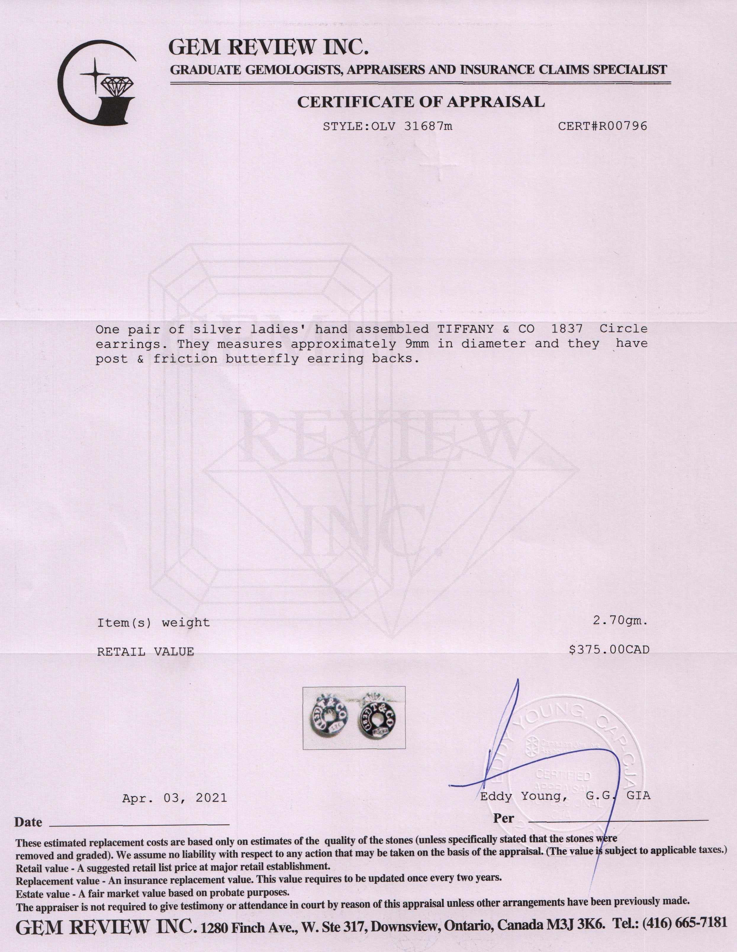 Tiffany & Co. 1837 Circle Earrings