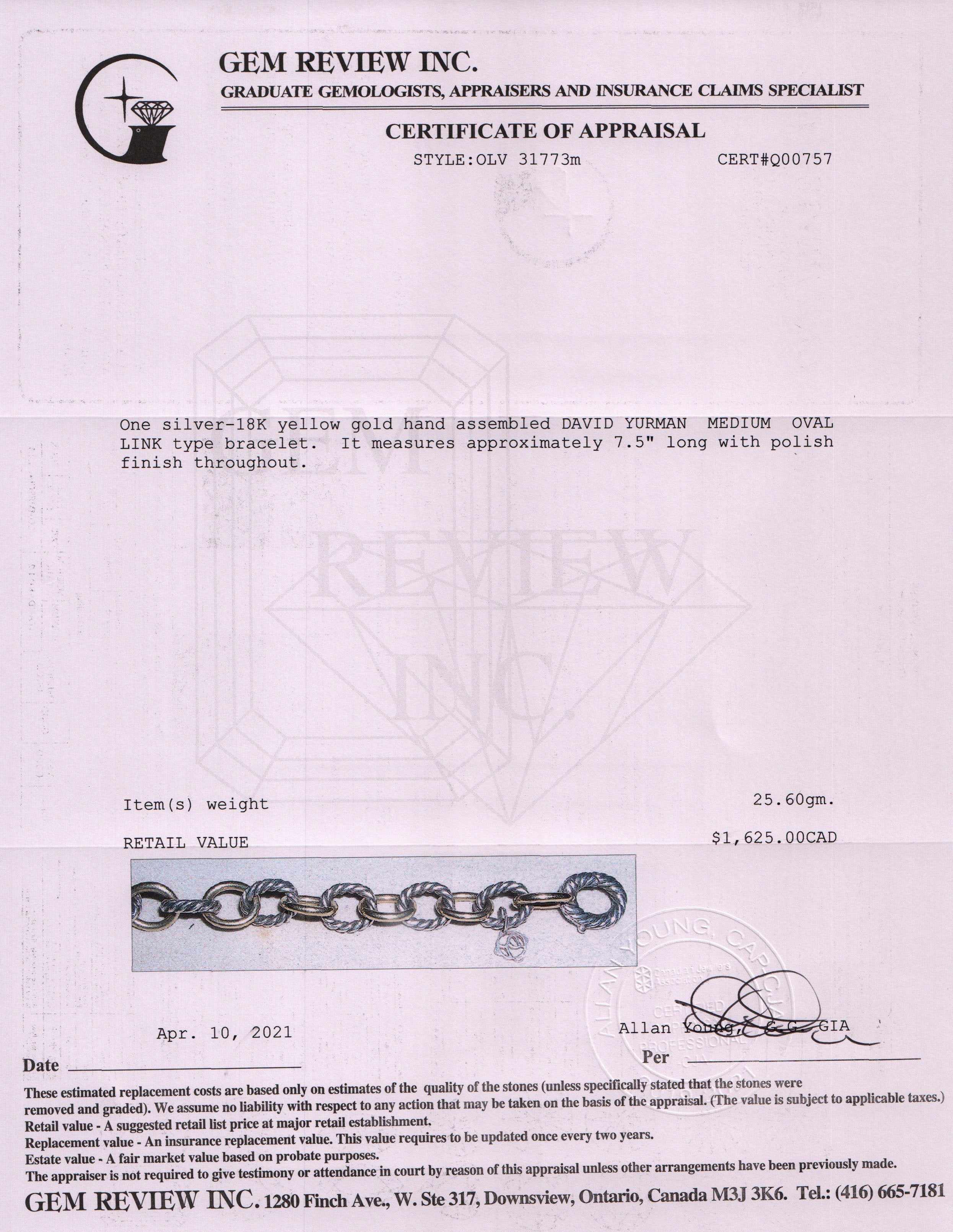 David Yurman Two-Tone Medium Oval Link Bracelet