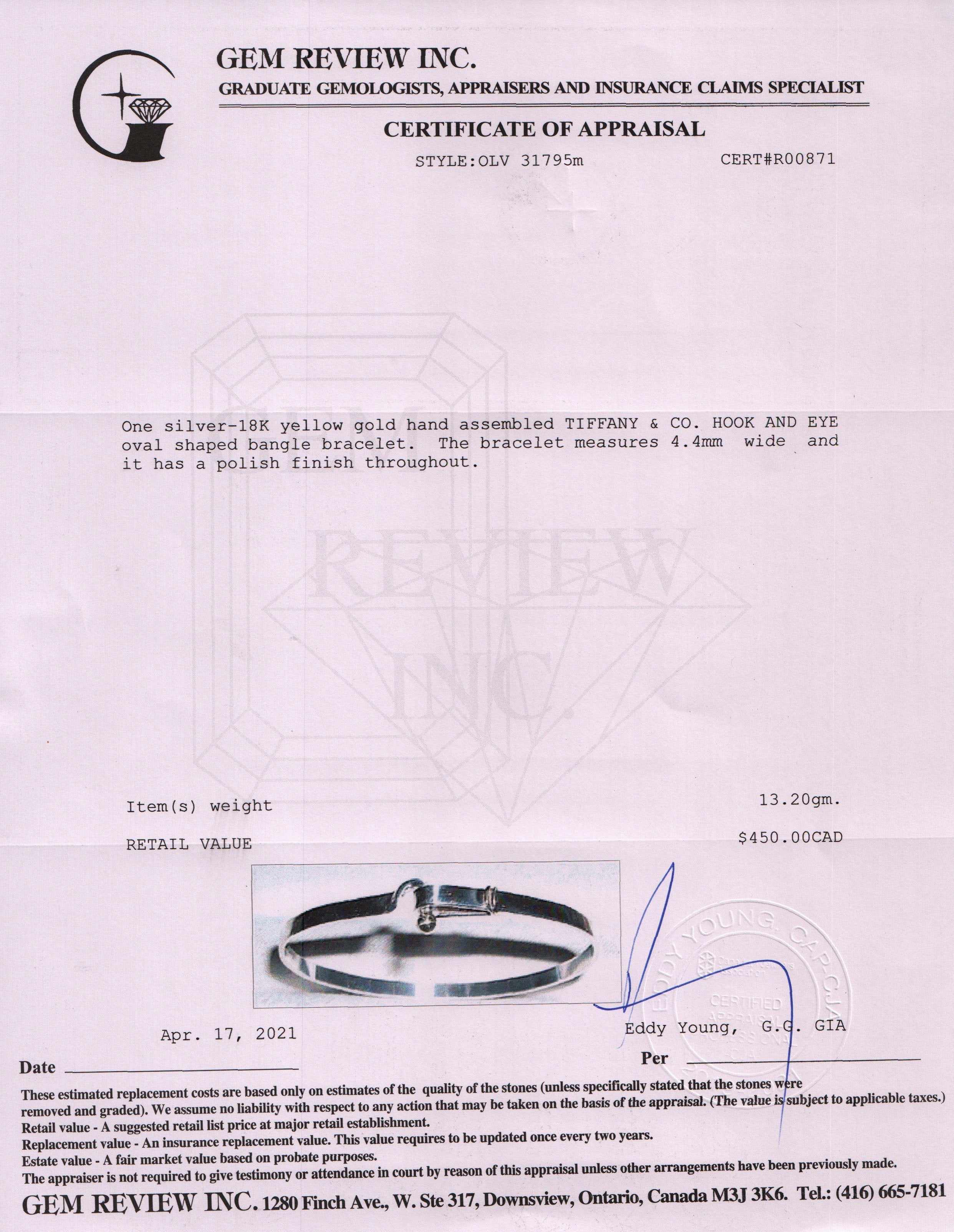 Tiffany & Co. Vintage Two-Tone Hook & Eye Bangle