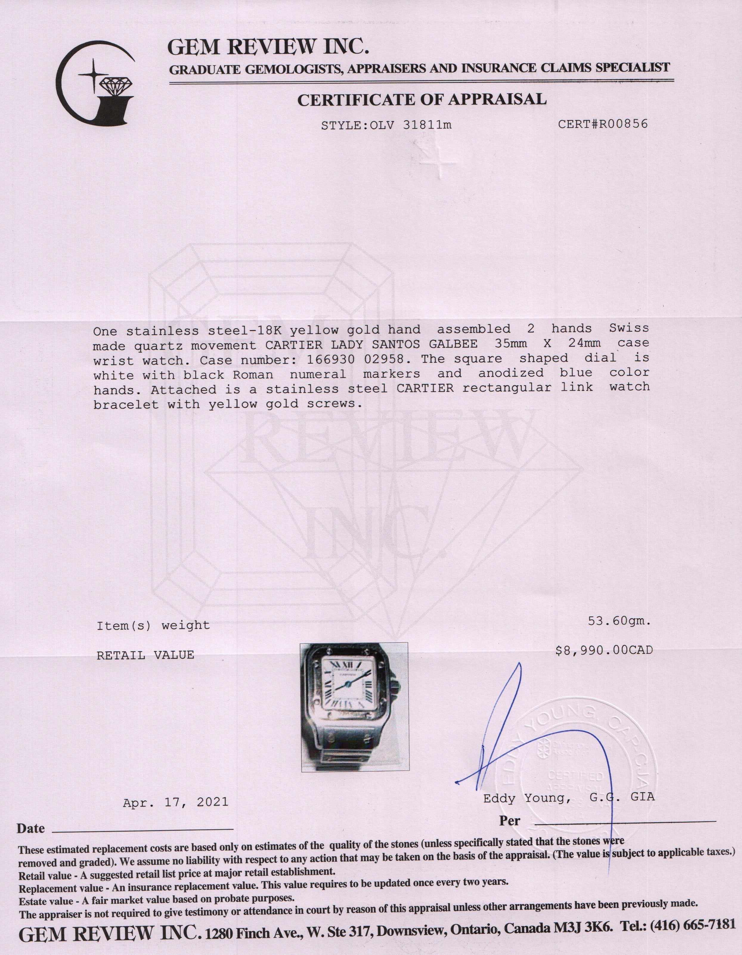 Cartier Two-Tone Santos Galbee Watch