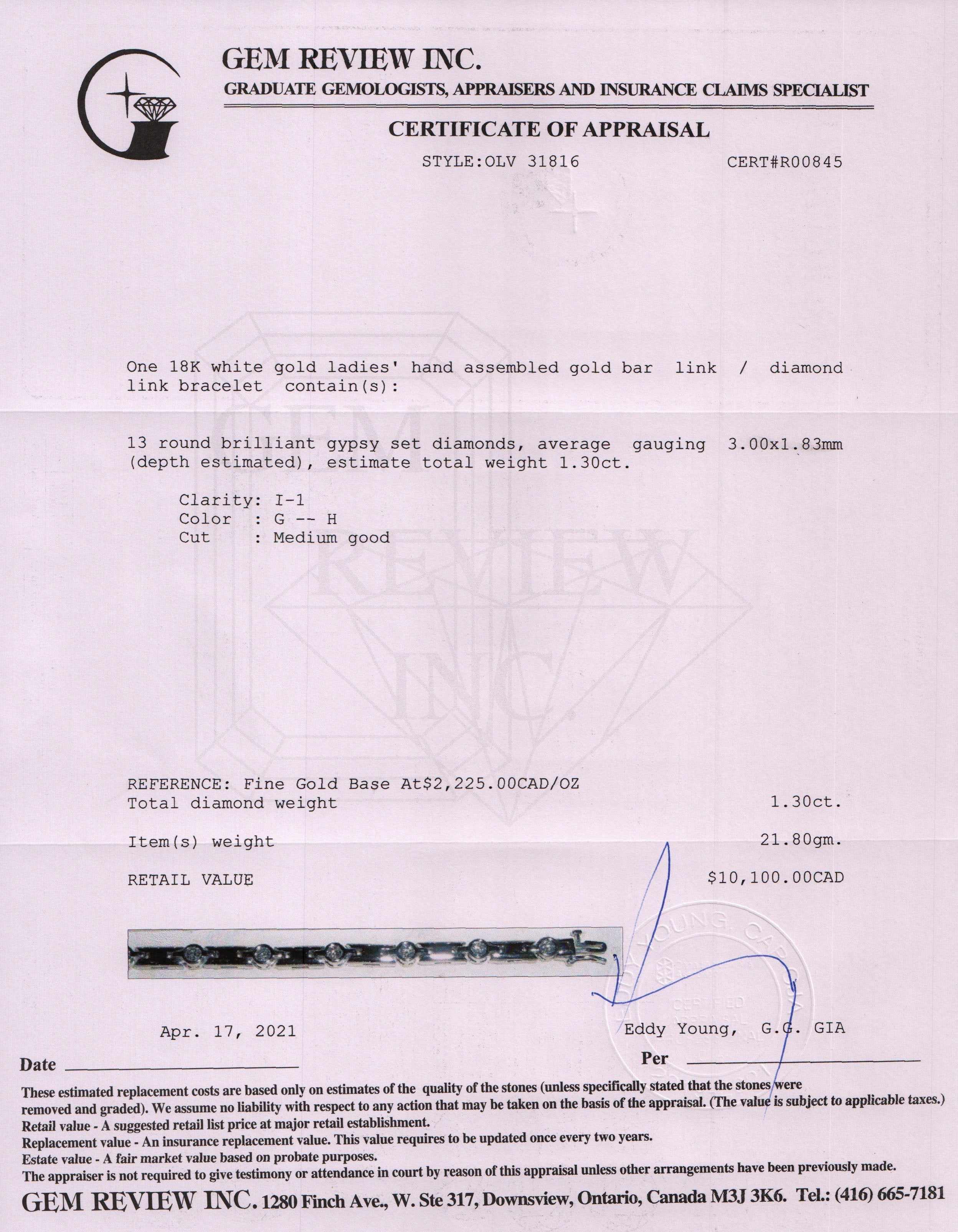 18k White Gold Diamond Link Bracelet