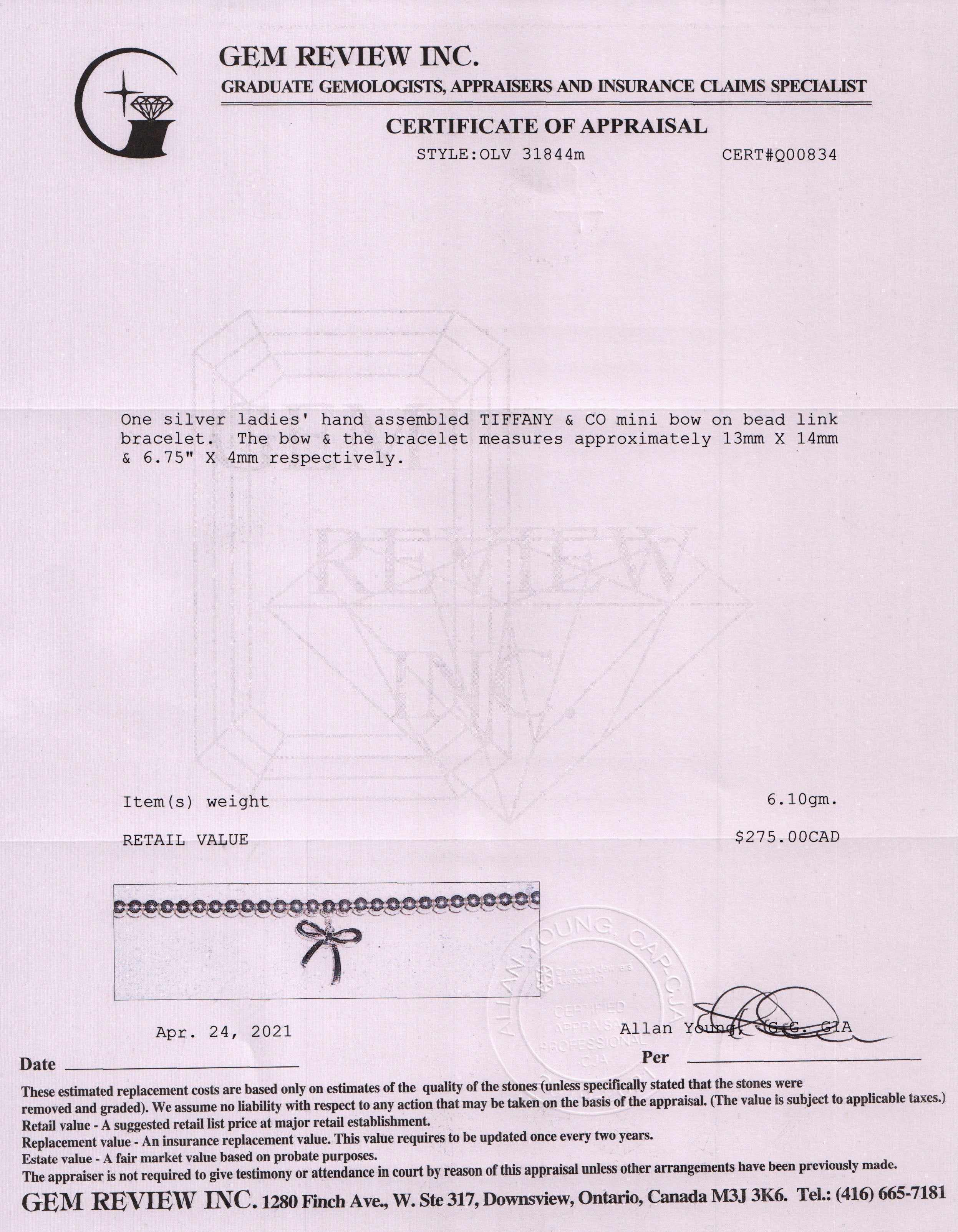 Tiffany & Co. Mini Bow Bead Bracelet