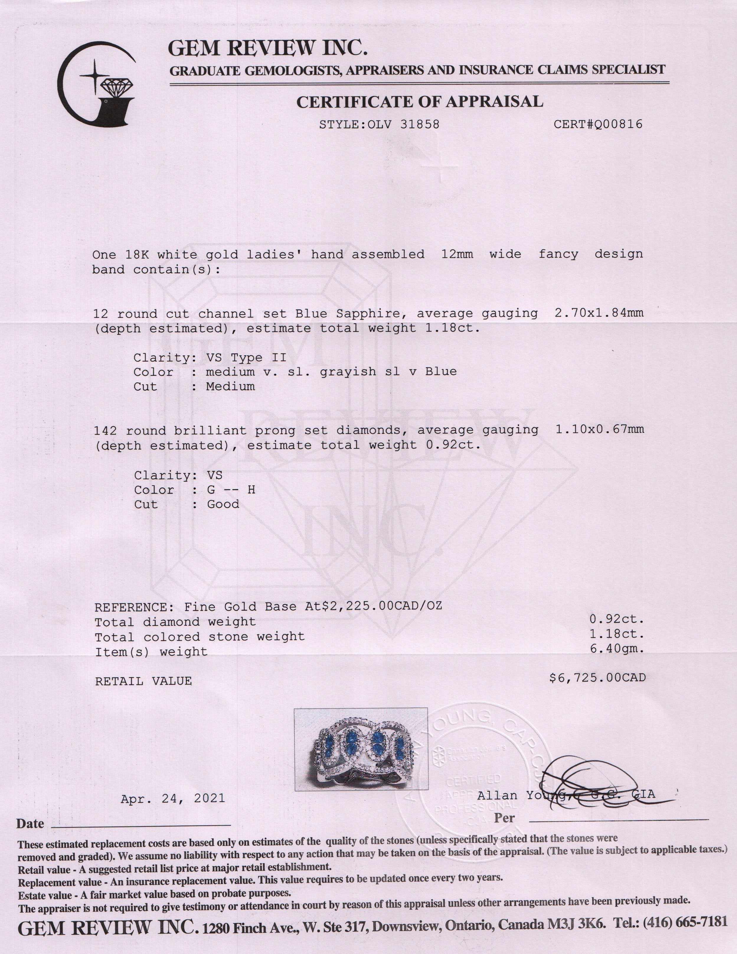 Blue Sapphire & Diamond Ring