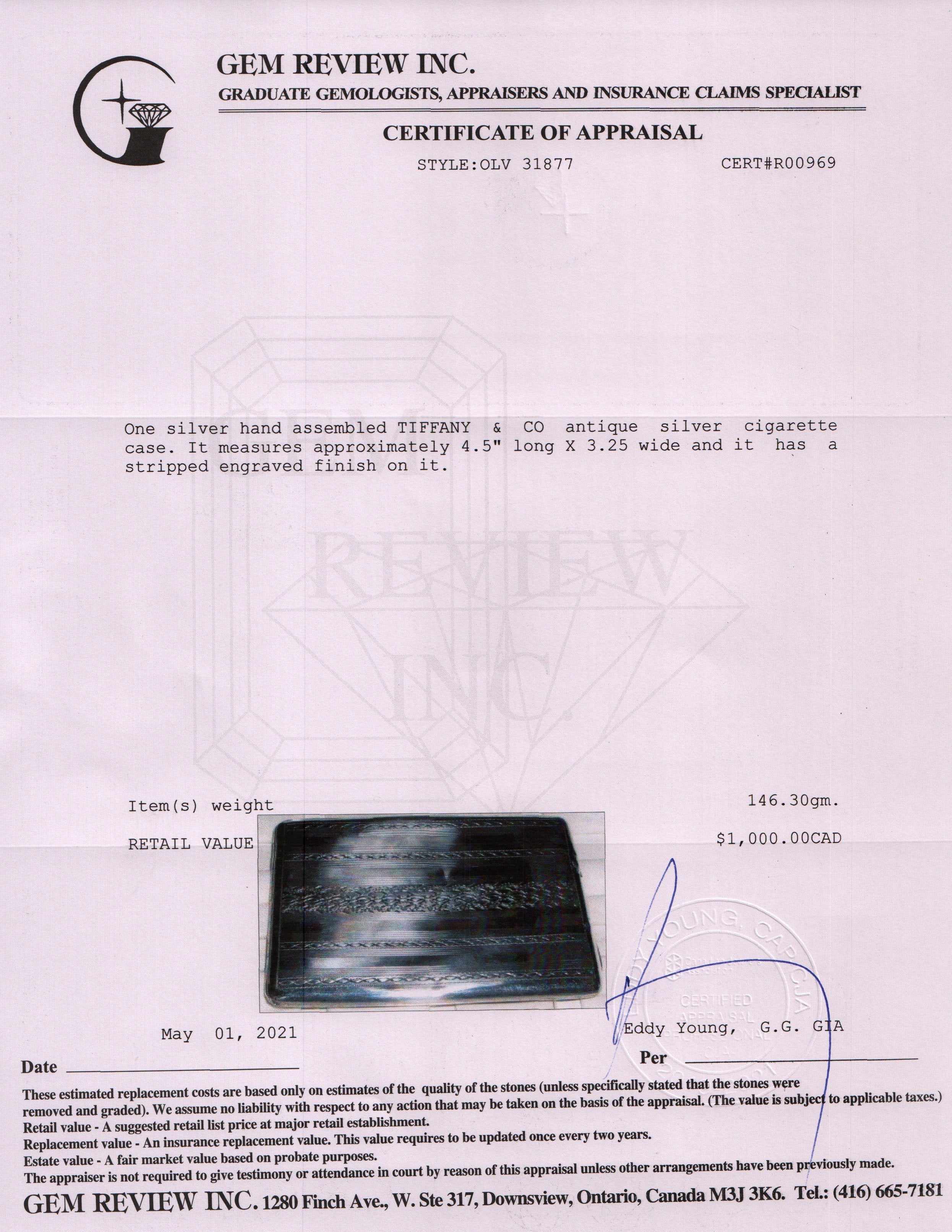 Tiffany & Co. Antique Sterling Silver Cigarette Case