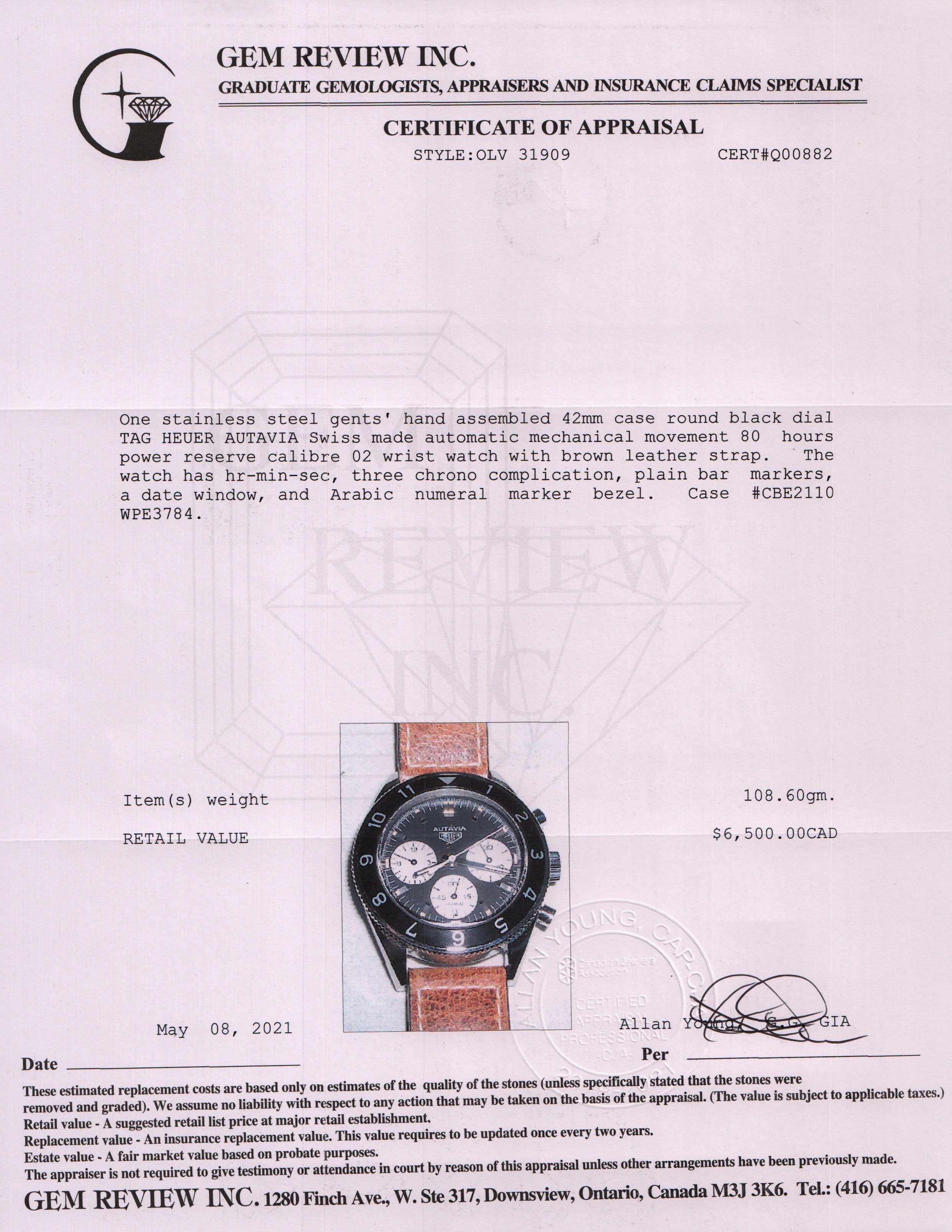 Tag Heuer Autavia Chronograph Automatic Watch w/ Box