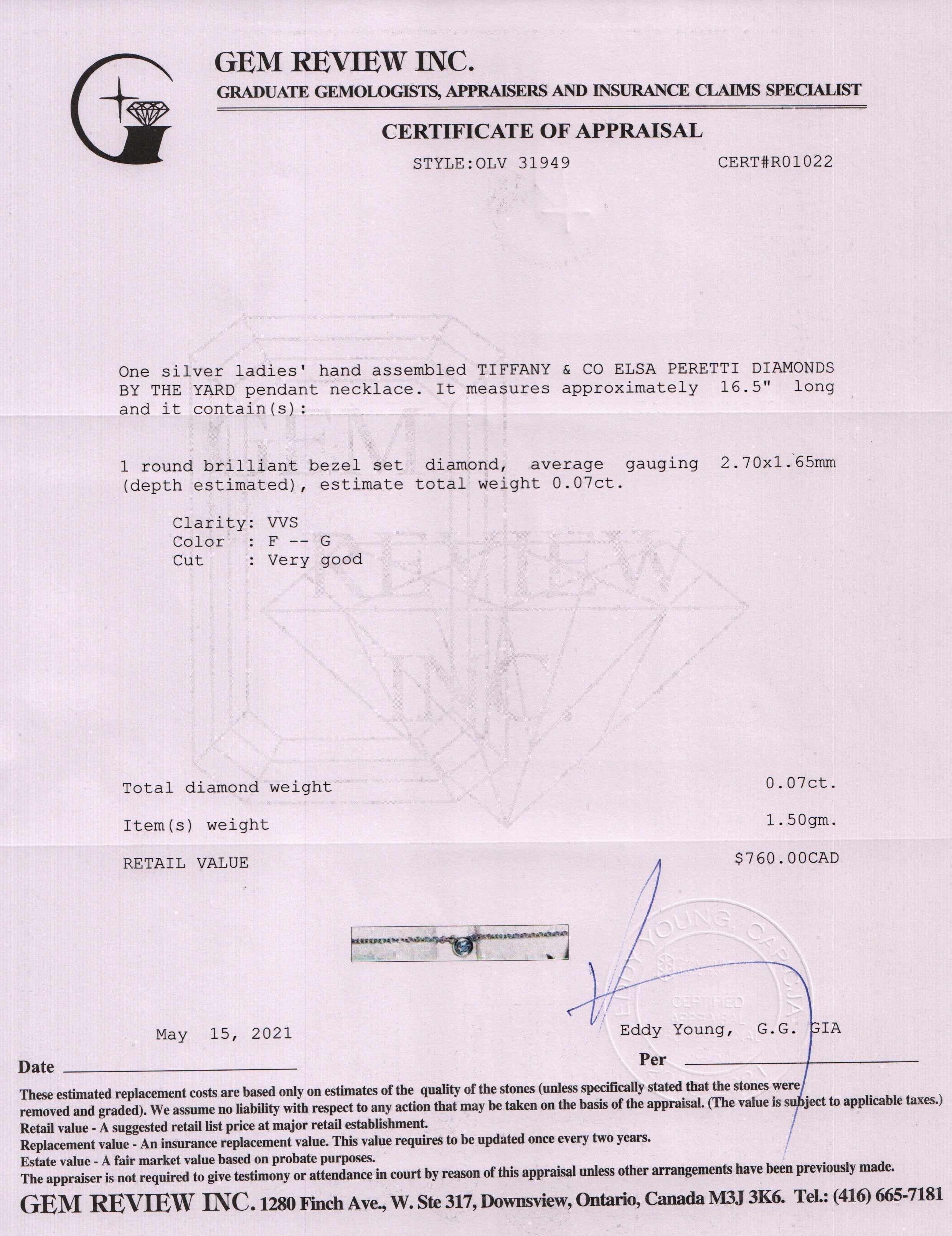 Tiffany & Co. Elsa Peretti Diamonds by the Yard Pendant Necklace