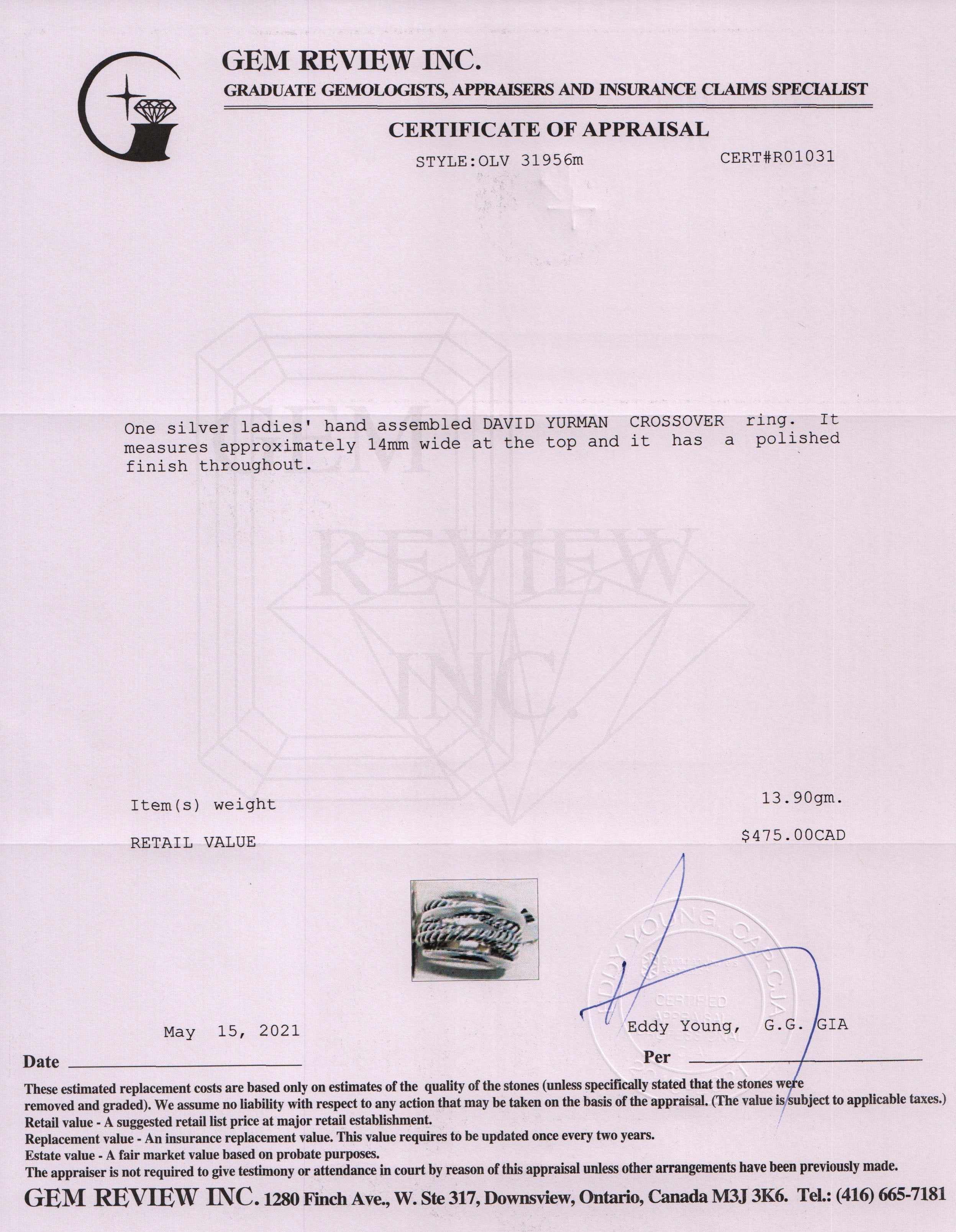 David Yurman Wide Crossover Ring