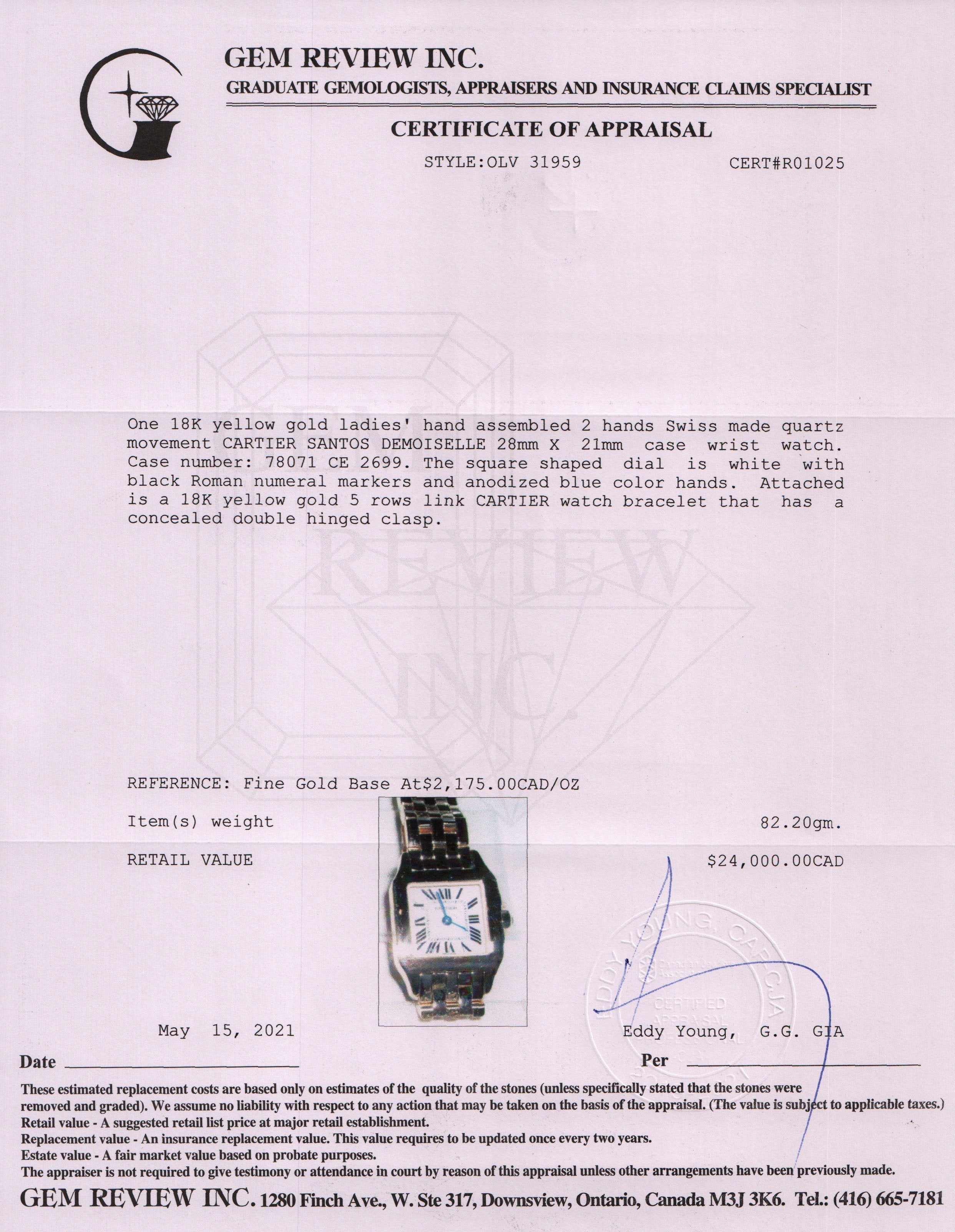 Cartier 18k Gold Santos Demoiselle Watch