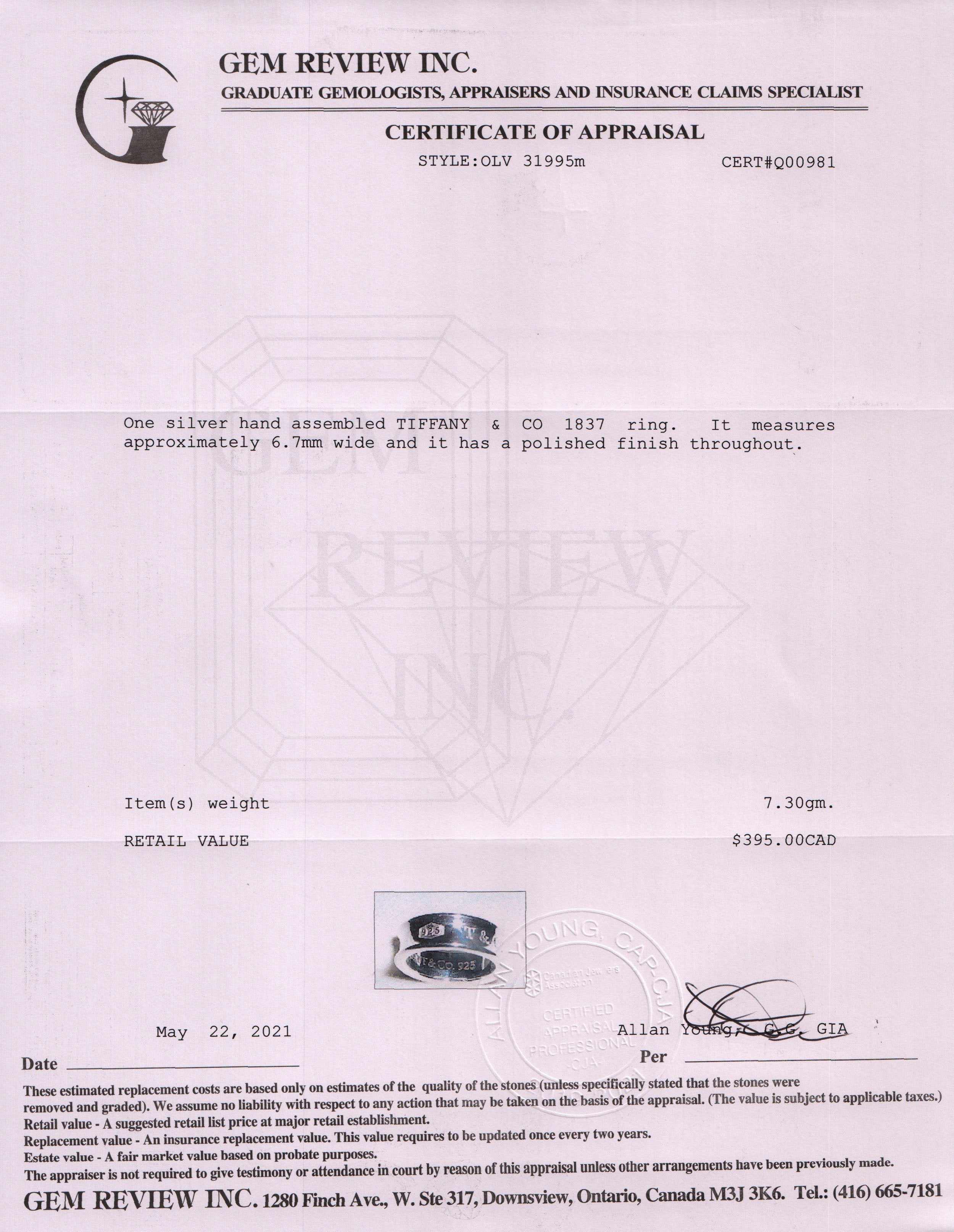 Tiffany & Co. 1837 Ring
